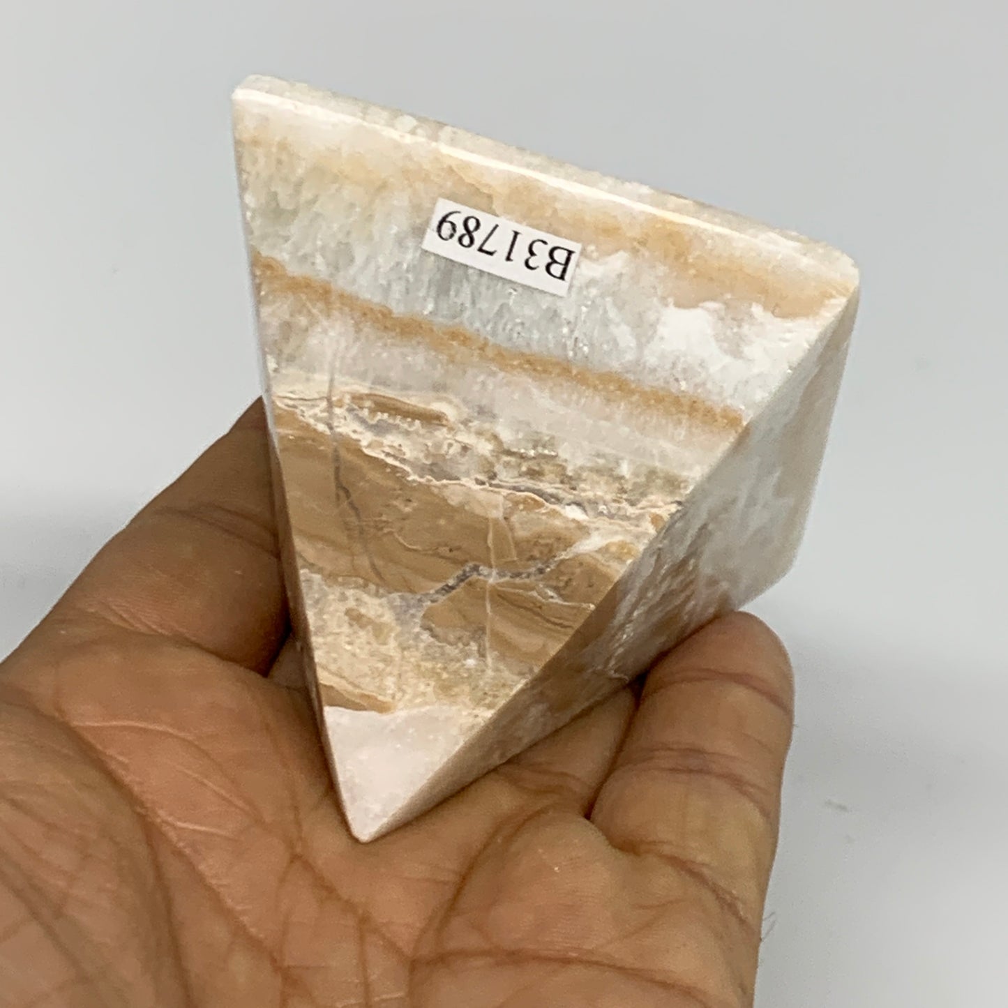 203.5g, 2.1"x2.2"x2.2", Caribbean Calcite Pyramid Gemstone, Crystal, B31789