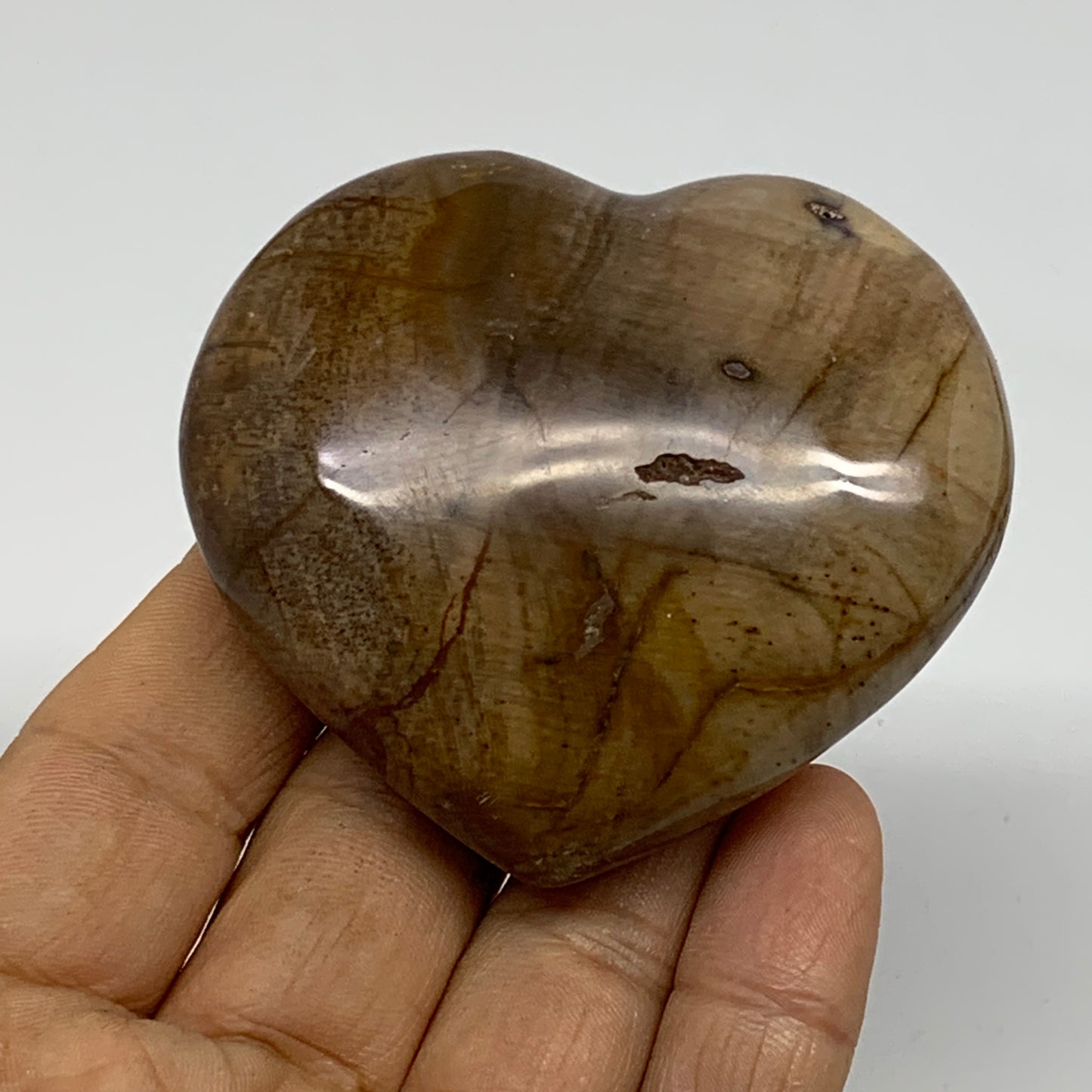 0.27 lbs, 2.3"x2.5"x0.9", Natural Petrified Wood Heart Polished Crystal, B37453