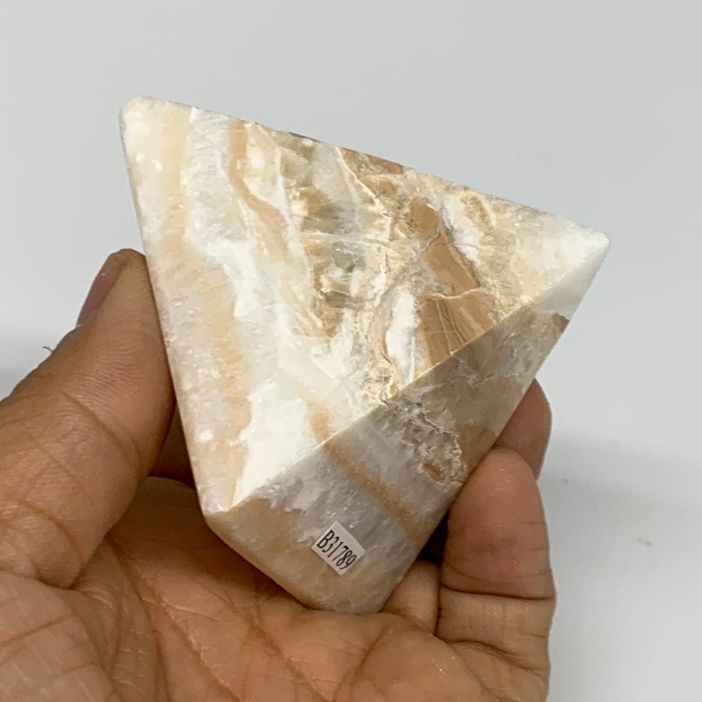 203.5g, 2.1"x2.2"x2.2", Caribbean Calcite Pyramid Gemstone, Crystal, B31789