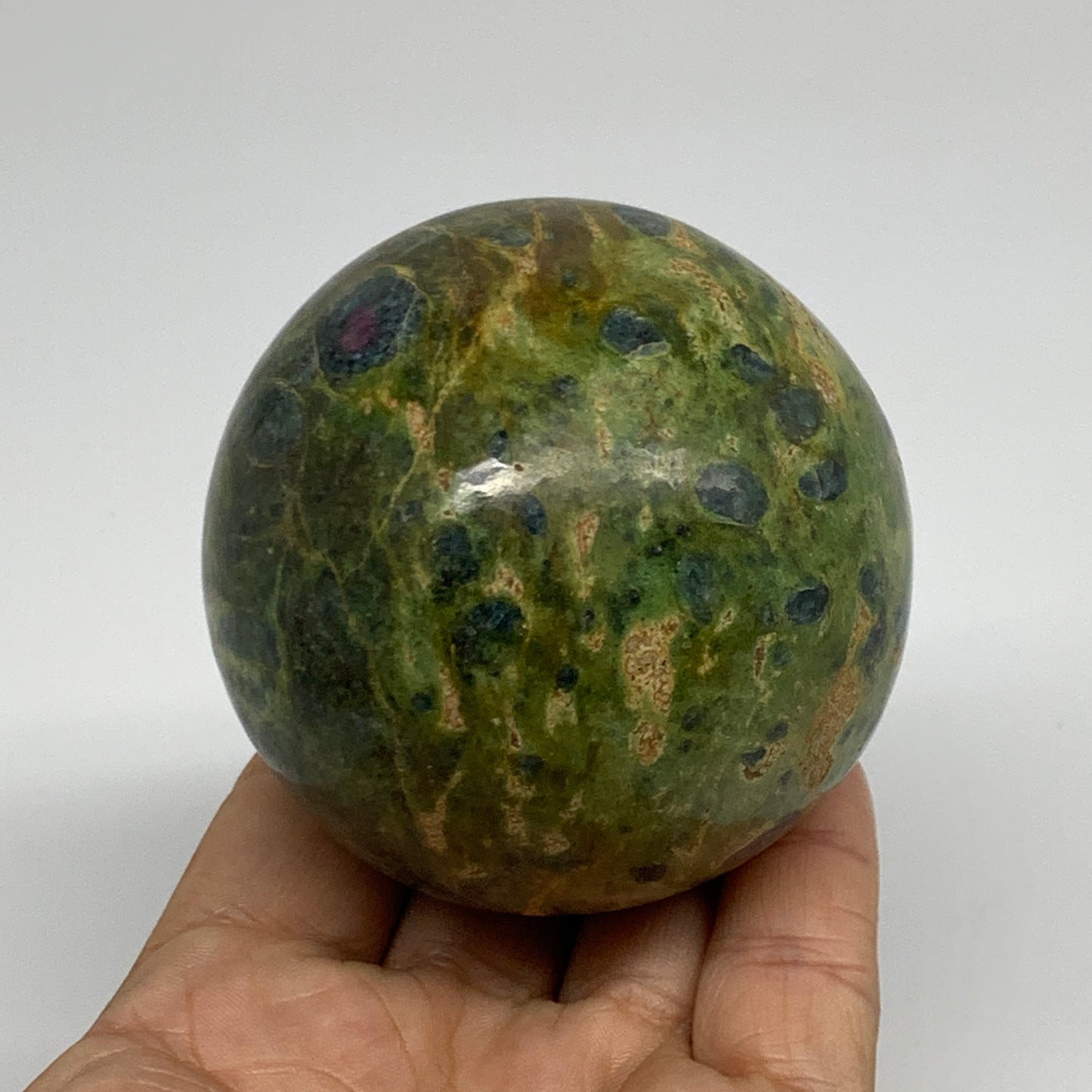 1 lbs, 2.6"(67mm), Zoisite with Ruby Sphere Sphere Ball Crystal, B25209