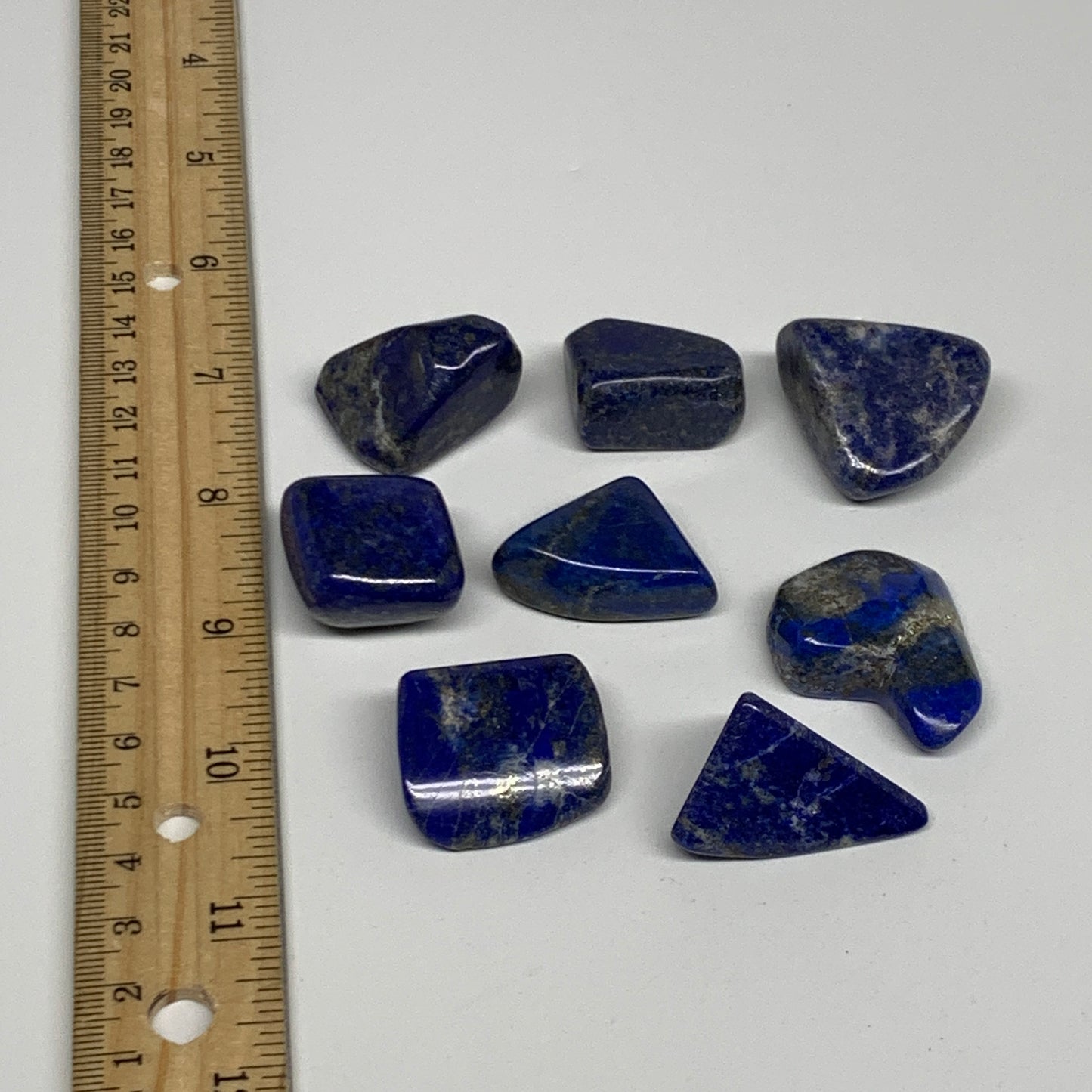 135g,0.9"-1.3", 8pcs, Natural Lapis Lazuli Tumbled Stone @Afghanistan, B30250