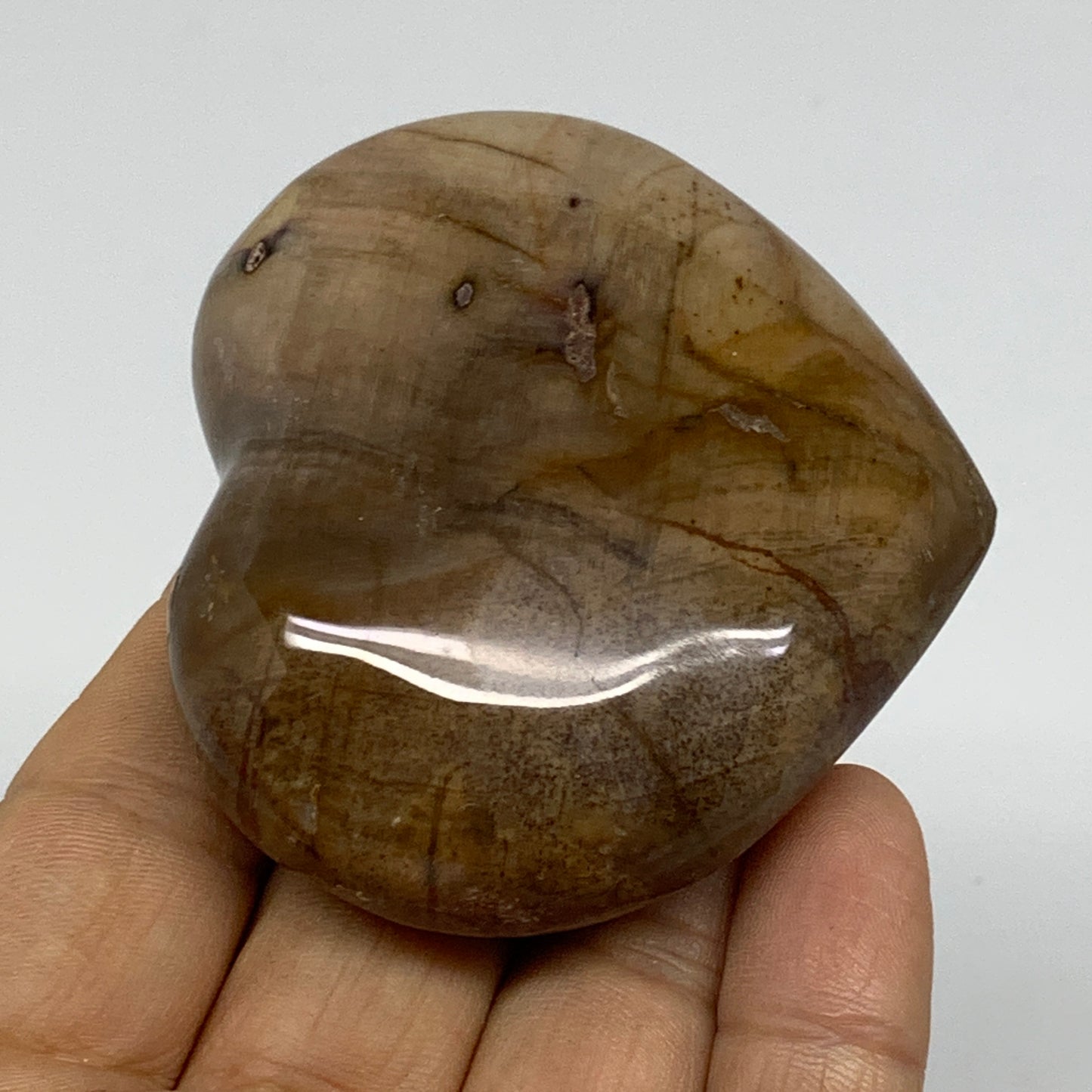 0.27 lbs, 2.3"x2.5"x0.9", Natural Petrified Wood Heart Polished Crystal, B37453