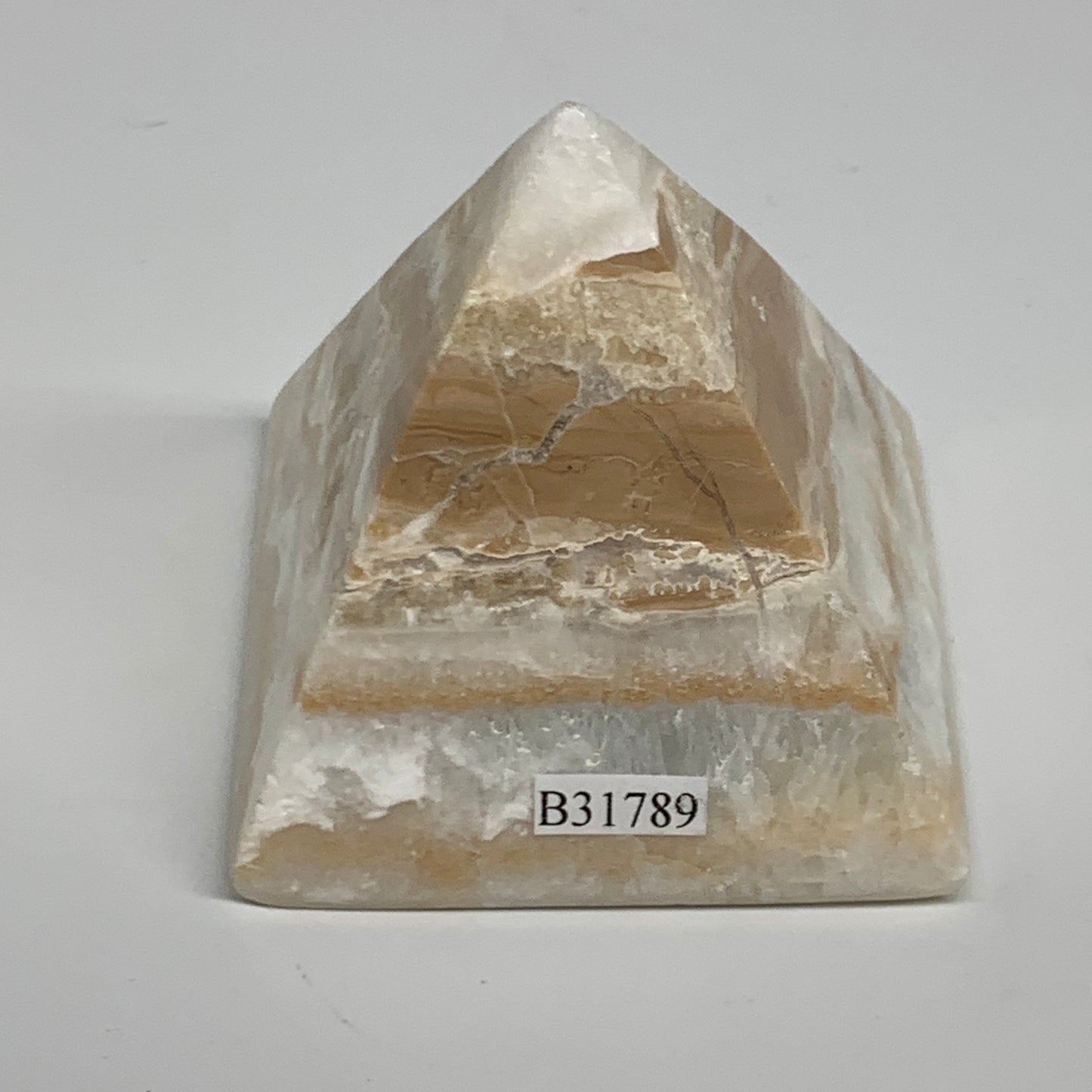 203.5g, 2.1"x2.2"x2.2", Caribbean Calcite Pyramid Gemstone, Crystal, B31789