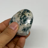 73g, 2"x2.2"x0.9", Natural Moss Agate Heart Crystal Gemstone @India, B29532