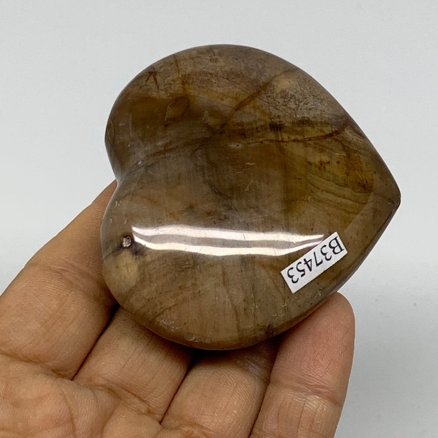 0.27 lbs, 2.3"x2.5"x0.9", Natural Petrified Wood Heart Polished Crystal, B37453