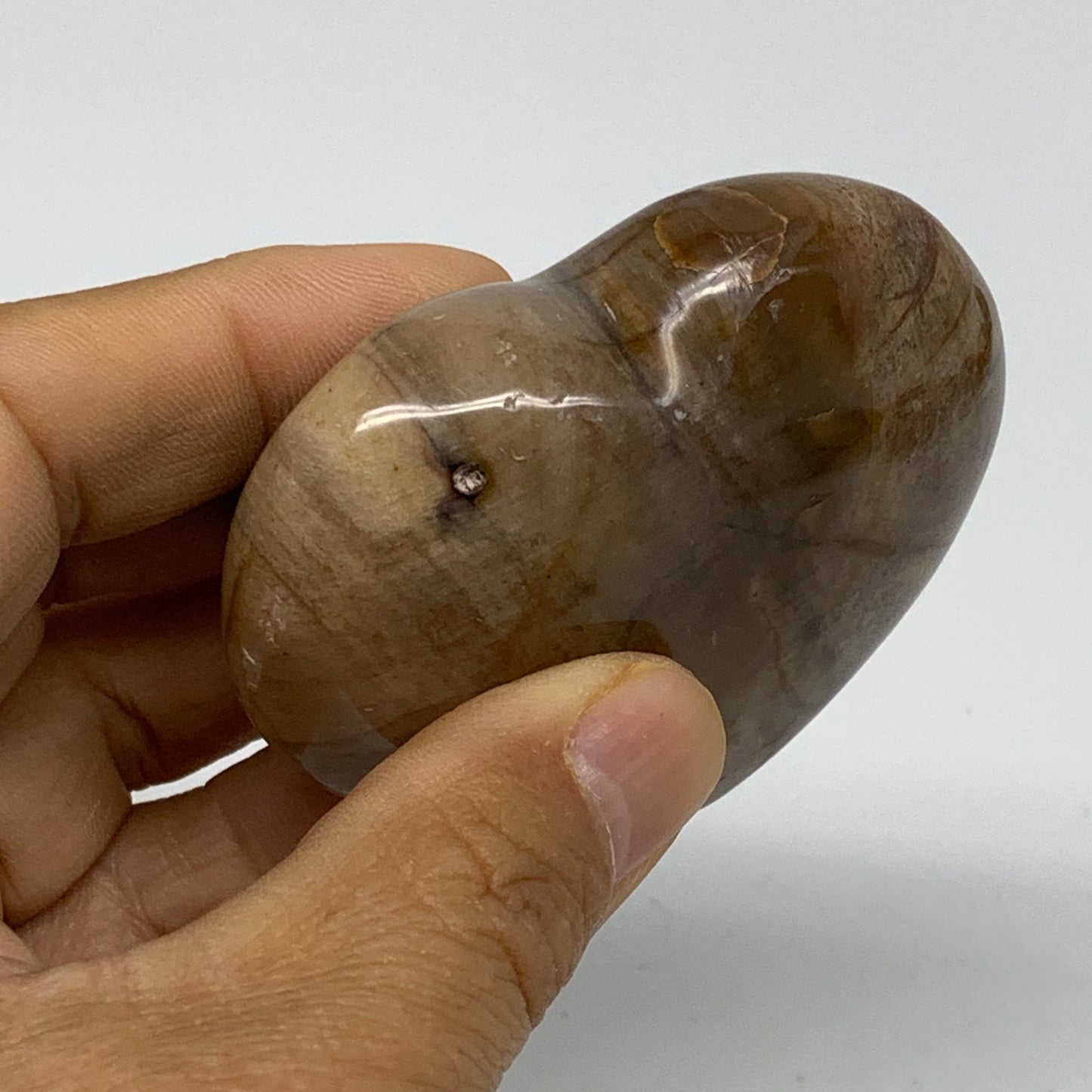 0.27 lbs, 2.3"x2.5"x0.9", Natural Petrified Wood Heart Polished Crystal, B37453