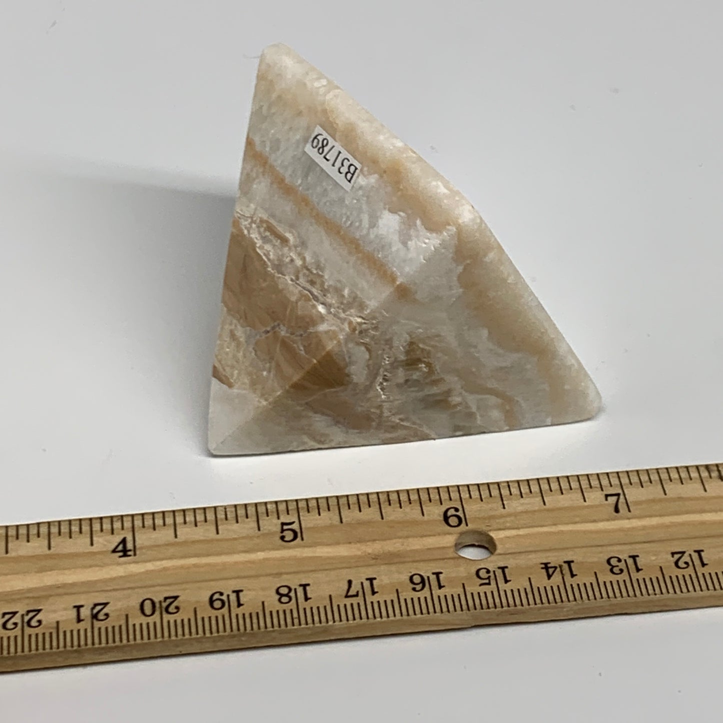 203.5g, 2.1"x2.2"x2.2", Caribbean Calcite Pyramid Gemstone, Crystal, B31789