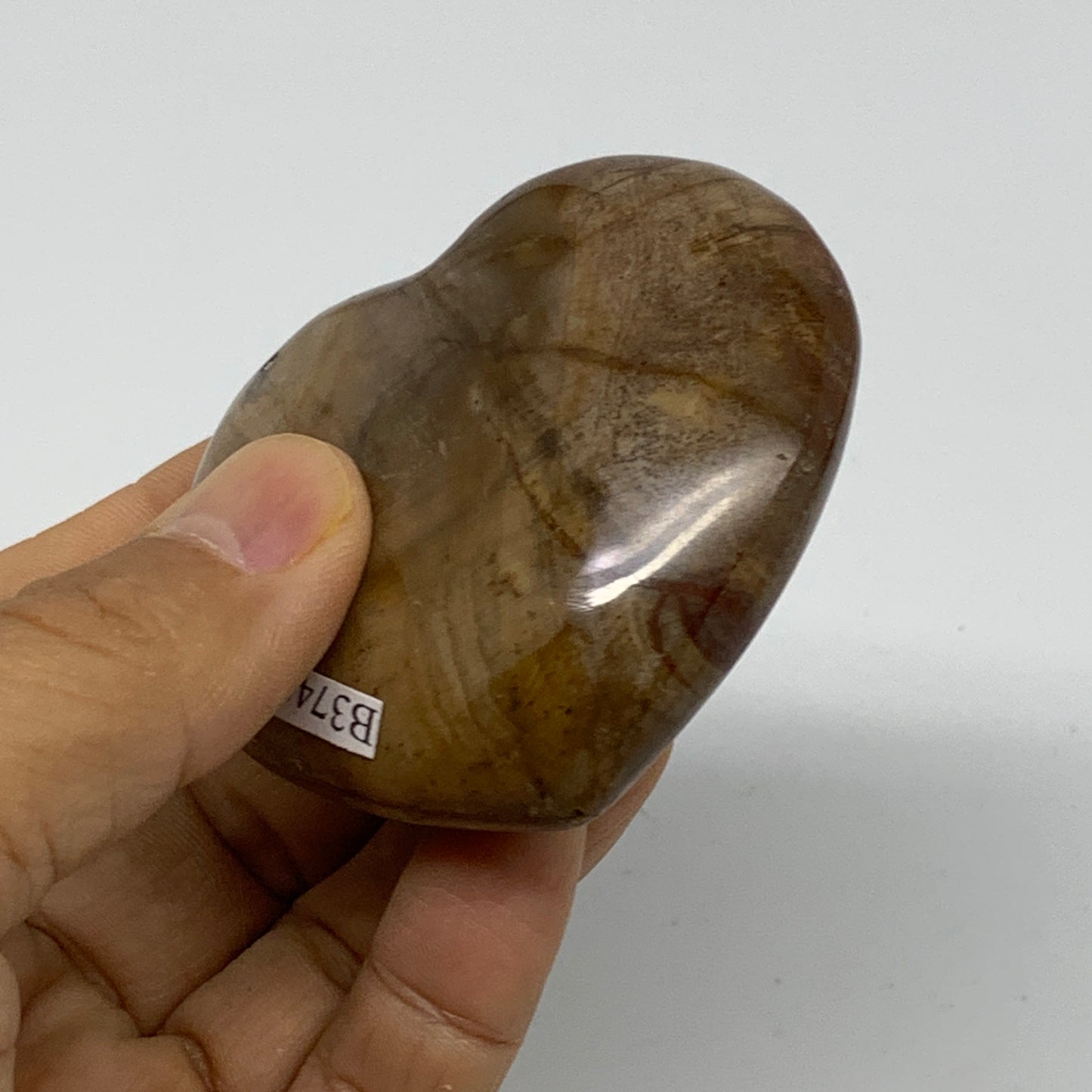 0.27 lbs, 2.3"x2.5"x0.9", Natural Petrified Wood Heart Polished Crystal, B37453