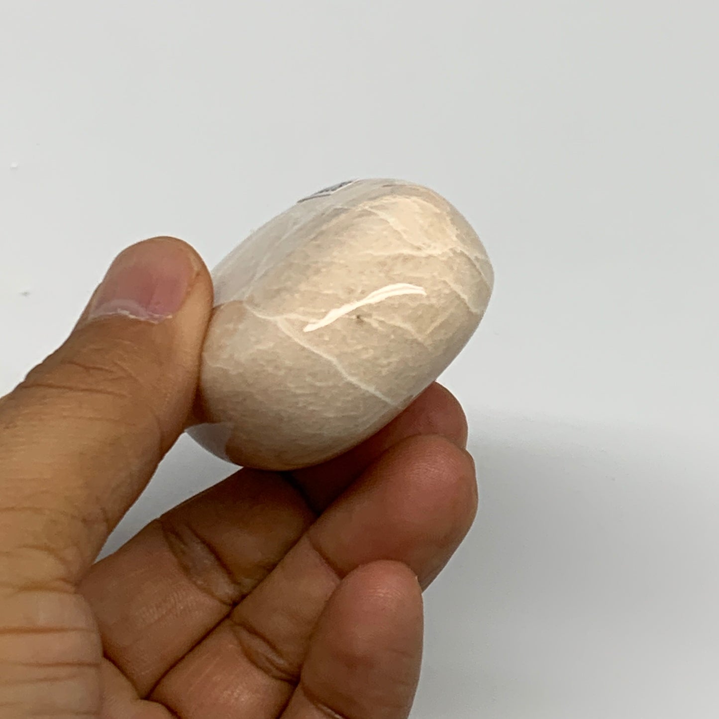 108.1g,2.3"x1.7"x1" Peach Moonstone Crystal Palm-Stone Polished Reiki, B27982