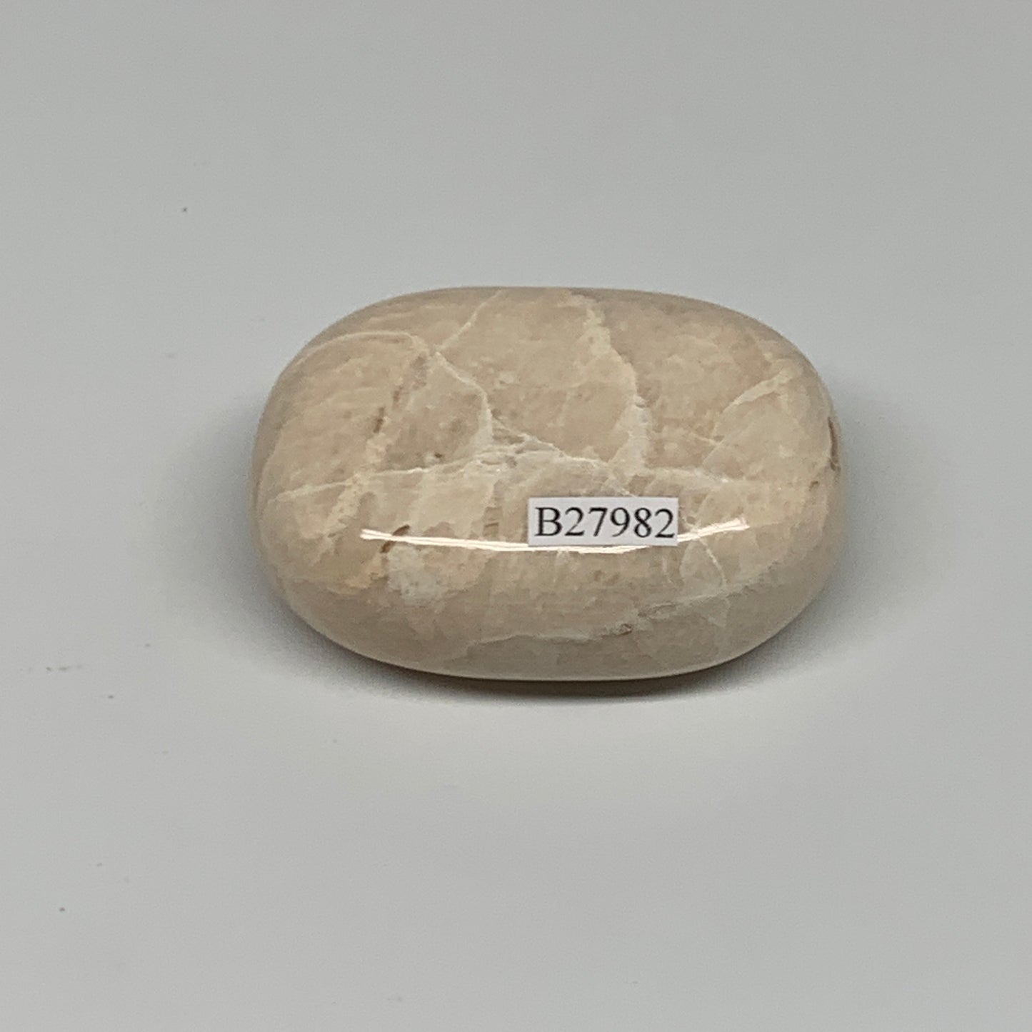 108.1g,2.3"x1.7"x1" Peach Moonstone Crystal Palm-Stone Polished Reiki, B27982