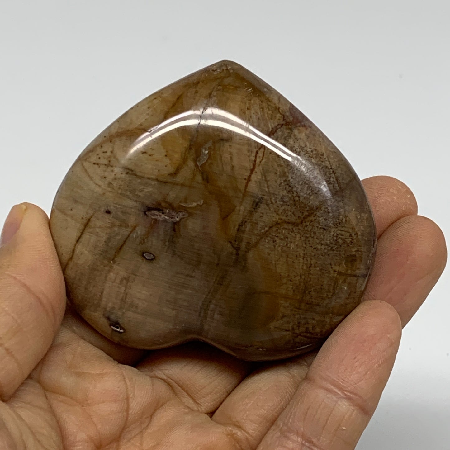 0.27 lbs, 2.3"x2.5"x0.9", Natural Petrified Wood Heart Polished Crystal, B37453