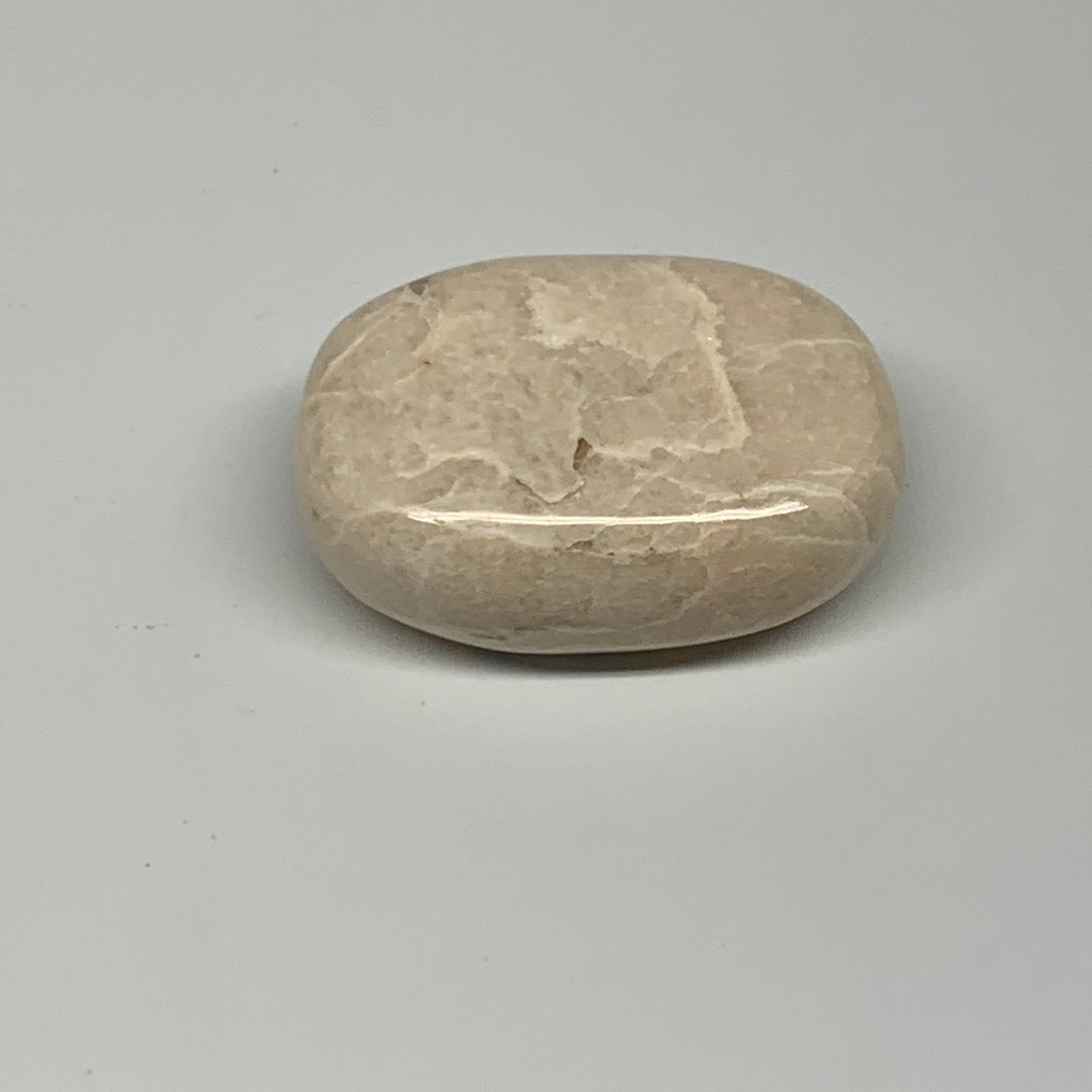 108.1g,2.3"x1.7"x1" Peach Moonstone Crystal Palm-Stone Polished Reiki, B27982