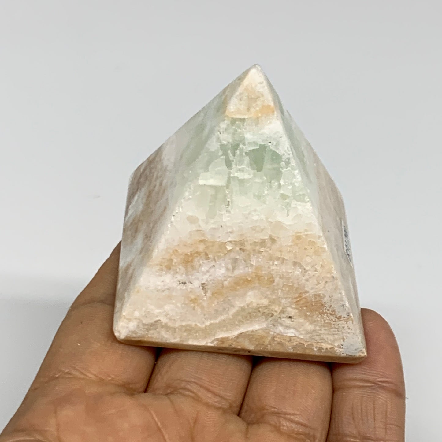 147.2g, 2"x2.1"x1.9", Caribbean Calcite Pyramid Gemstone, Crystal, B31790