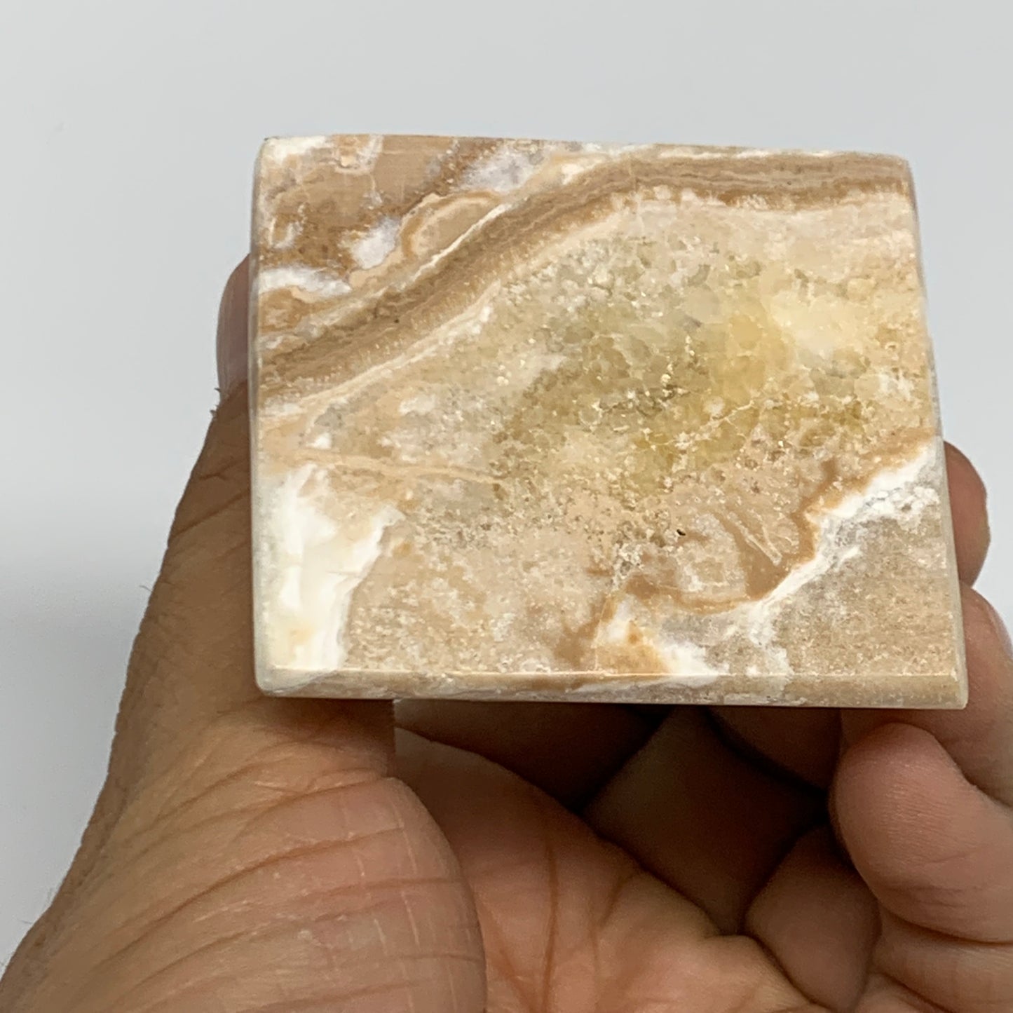 147.2g, 2"x2.1"x1.9", Caribbean Calcite Pyramid Gemstone, Crystal, B31790