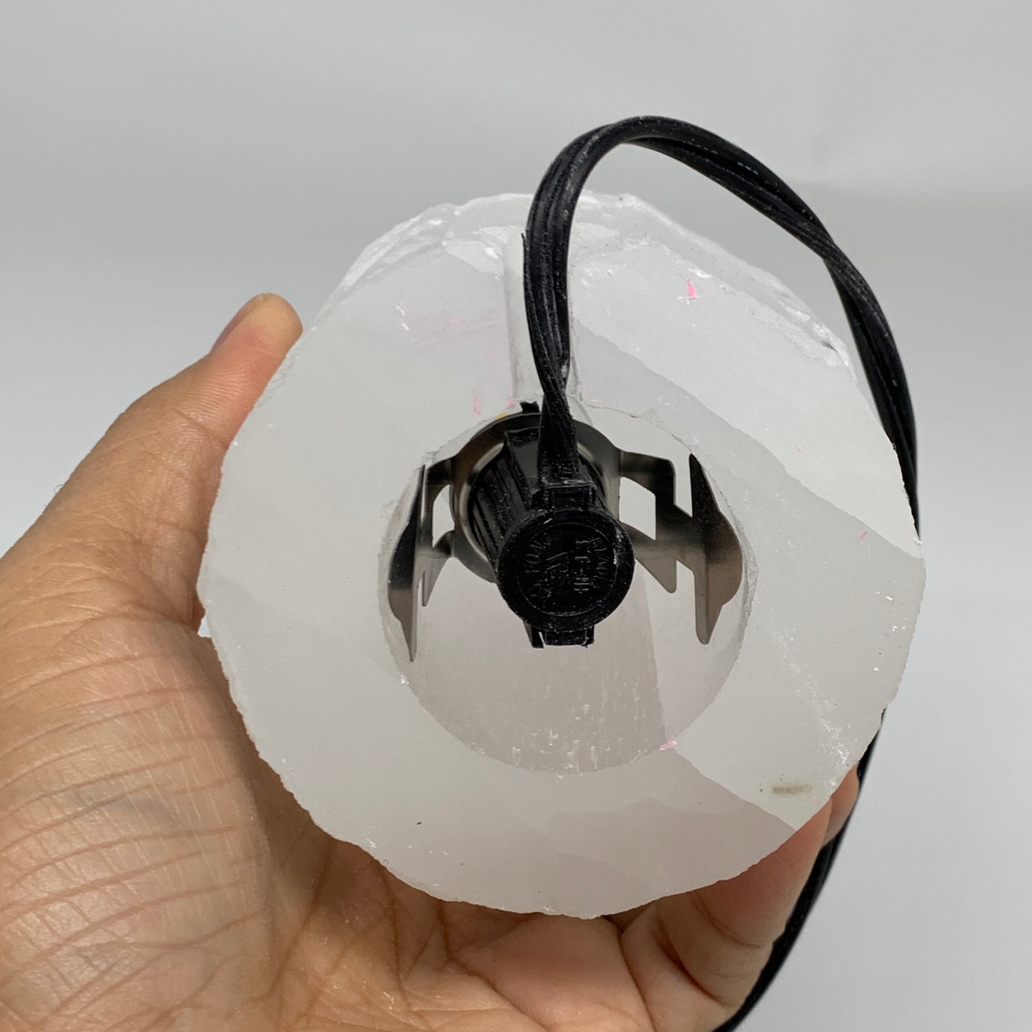 2.1 lbs, 6"x3.1", Raw Rough Selenite (Satin Spar) Lamp Tower, 6ft Chord, B35871