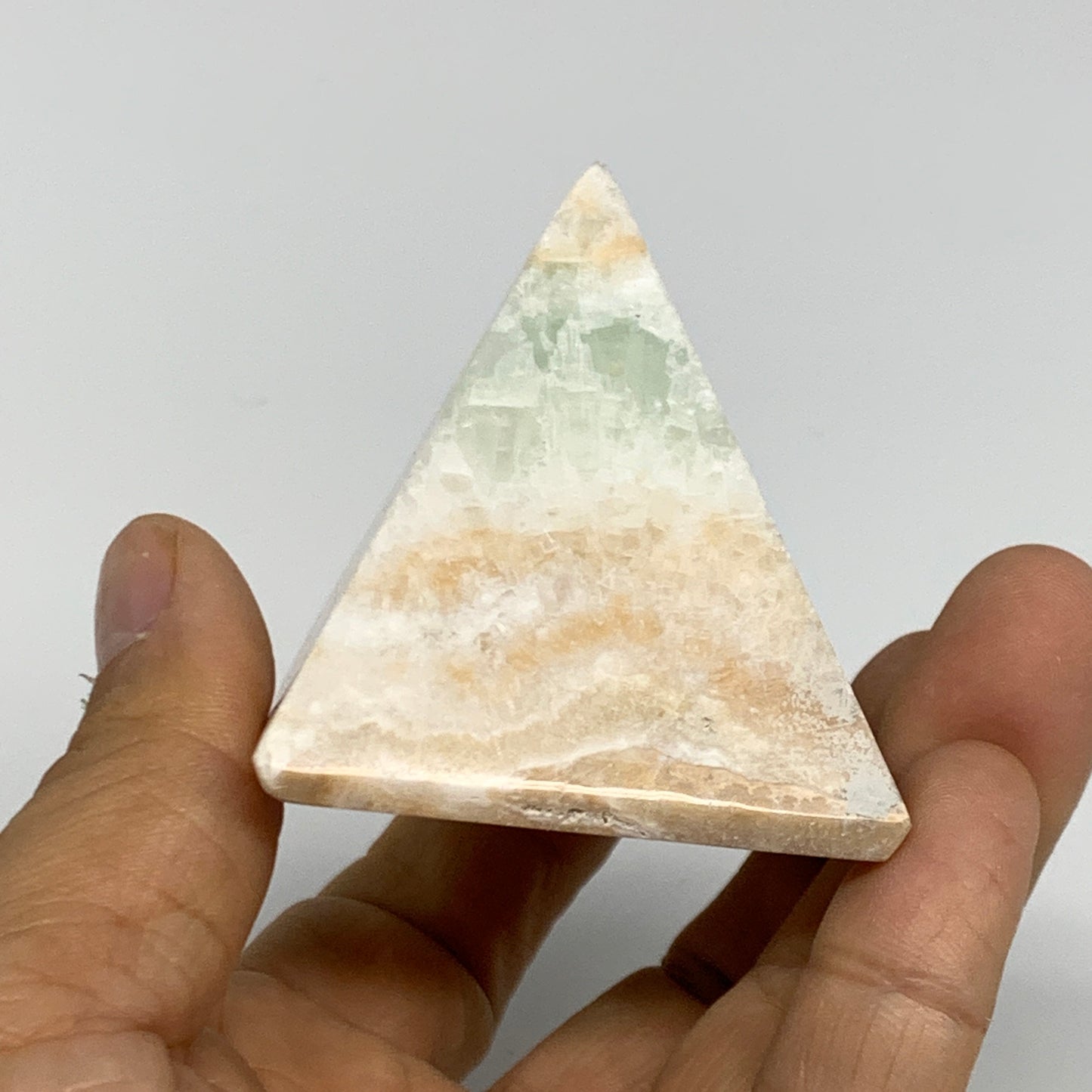 147.2g, 2"x2.1"x1.9", Caribbean Calcite Pyramid Gemstone, Crystal, B31790