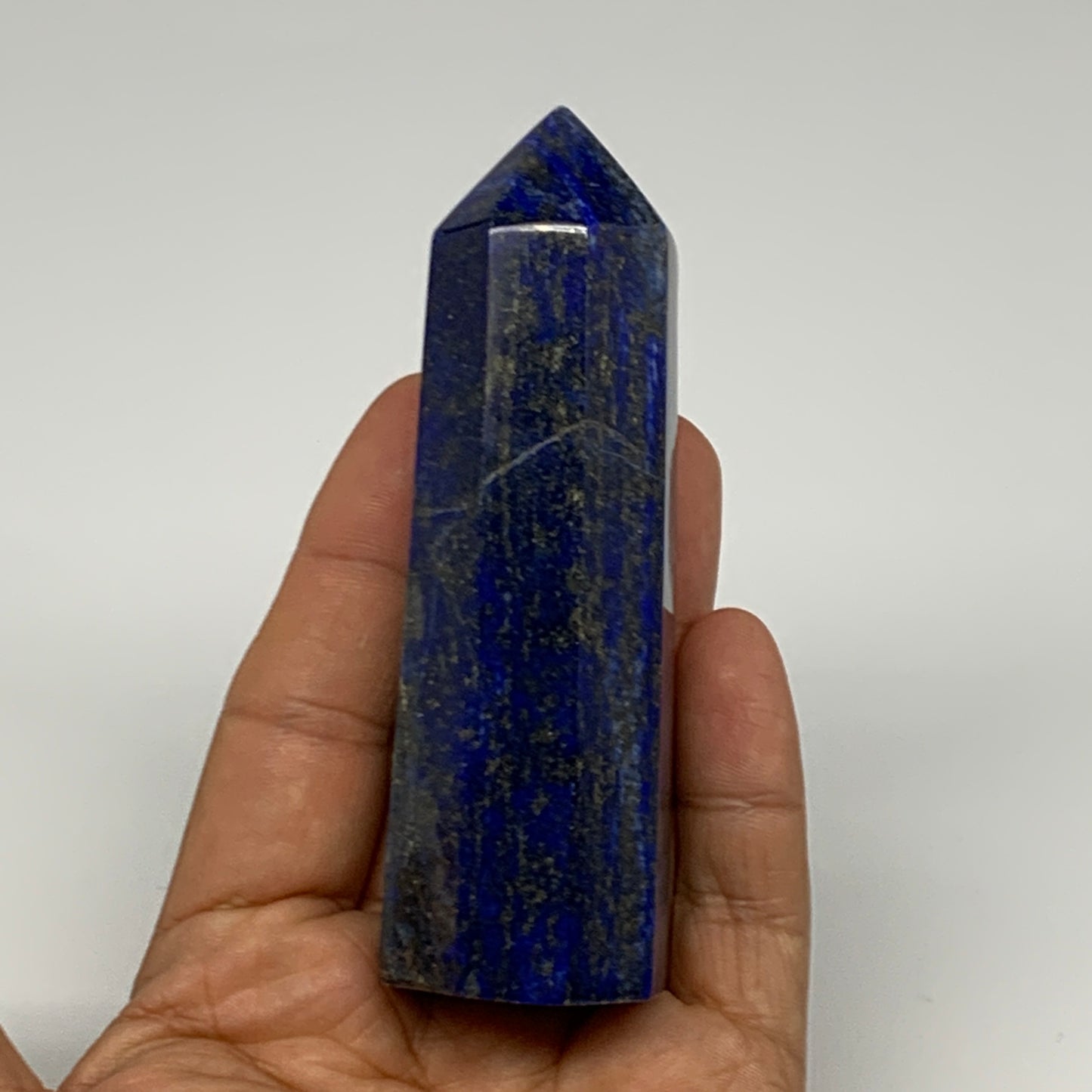 179.7g,3.8"x1.3"x1.2"Natural Lapis Lazuli Tower Point Obelisk Afghanistan,B27238