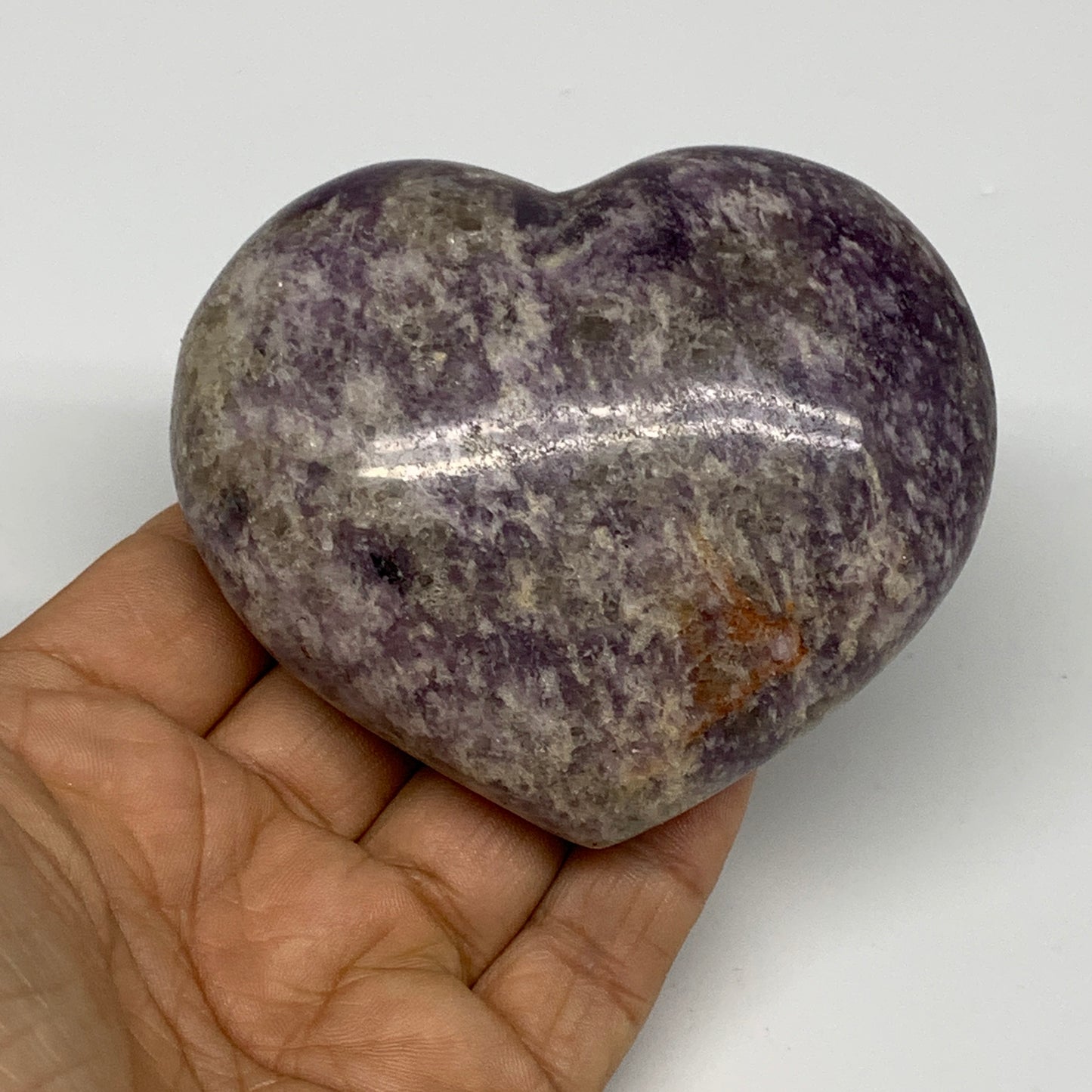 0.58 lbs, 2.8"x3.2"x1.3", Natural Lepidolite Heart Crystal Gemstone, B30985