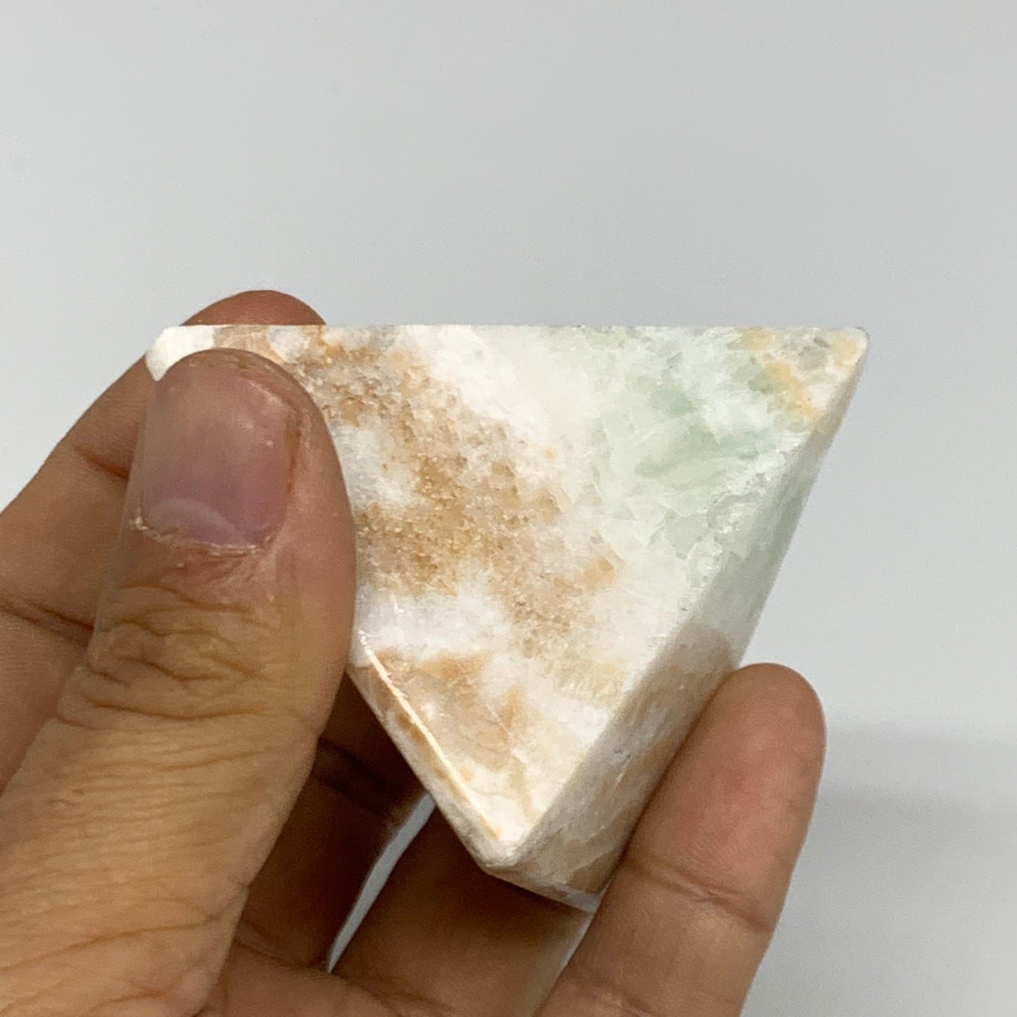 147.2g, 2"x2.1"x1.9", Caribbean Calcite Pyramid Gemstone, Crystal, B31790