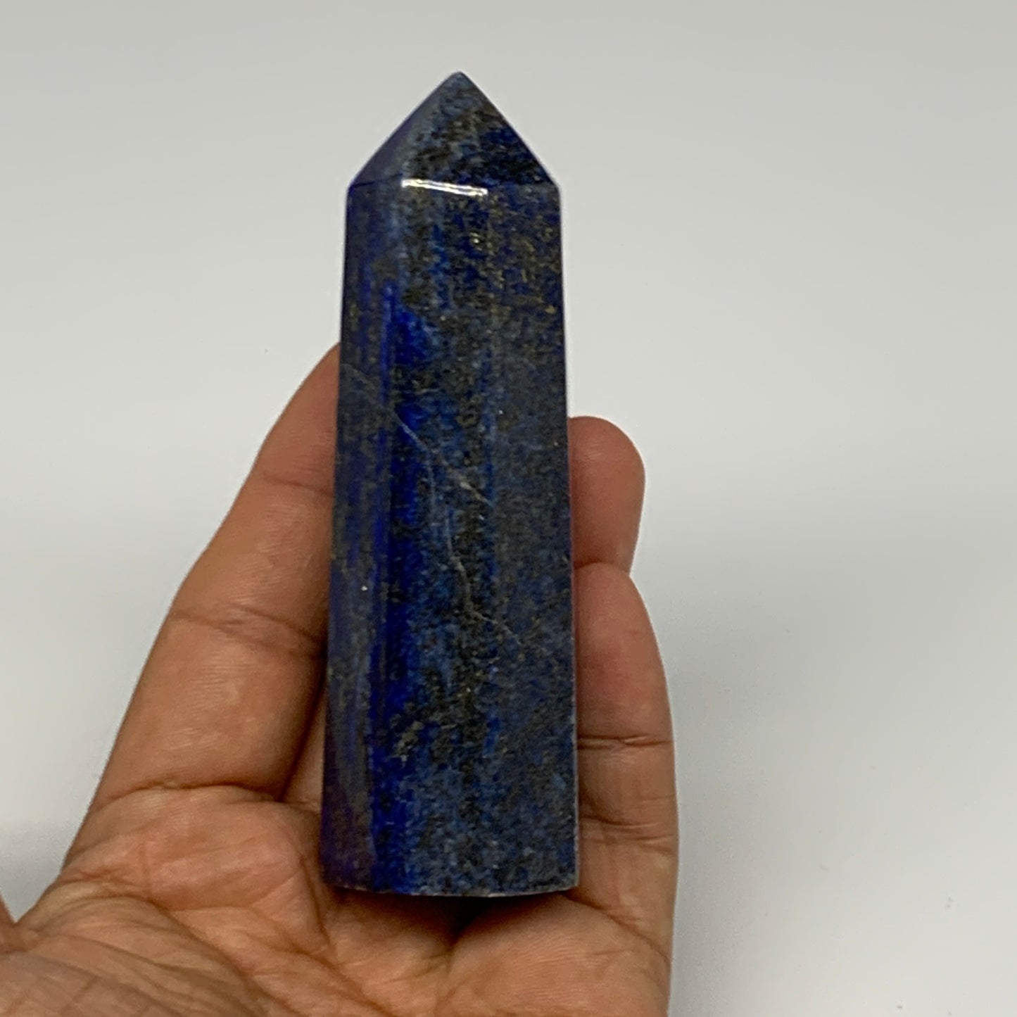 179.7g,3.8"x1.3"x1.2"Natural Lapis Lazuli Tower Point Obelisk Afghanistan,B27238
