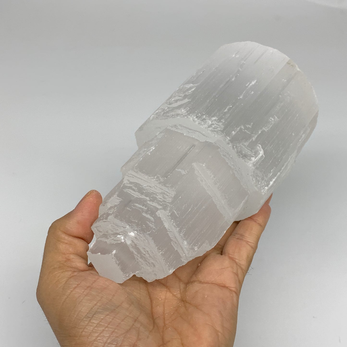 2.1 lbs, 6"x3.1", Raw Rough Selenite (Satin Spar) Lamp Tower, 6ft Chord, B35871