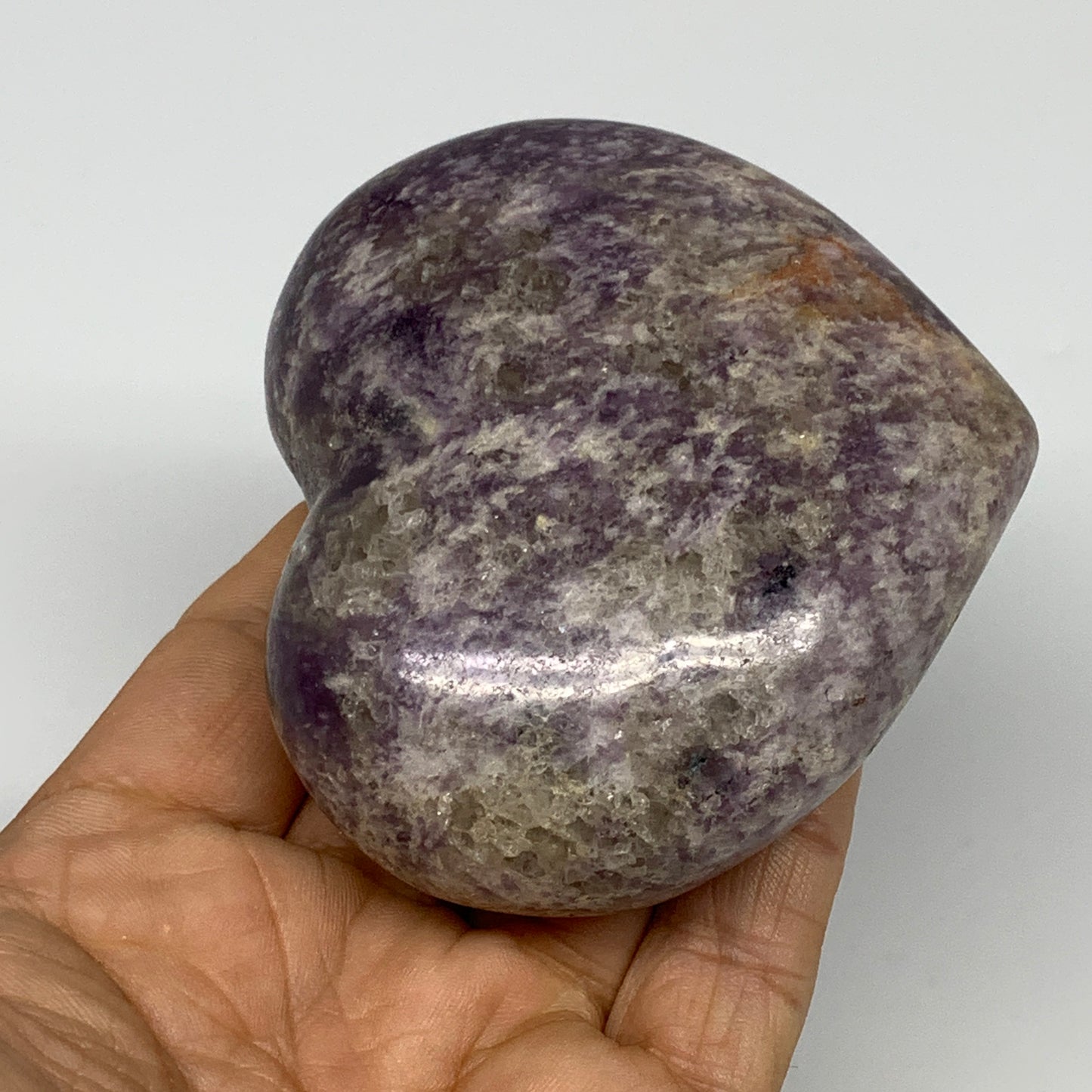 0.58 lbs, 2.8"x3.2"x1.3", Natural Lepidolite Heart Crystal Gemstone, B30985
