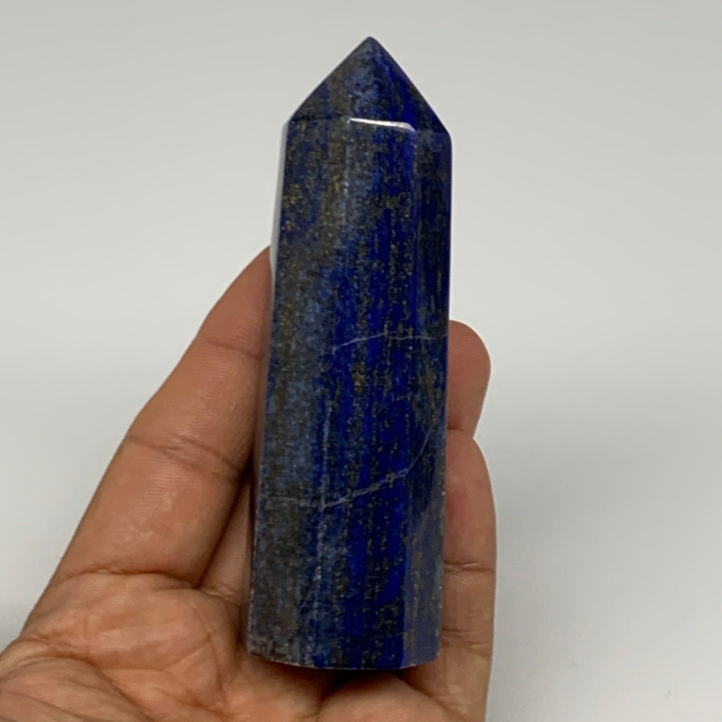 179.7g,3.8"x1.3"x1.2"Natural Lapis Lazuli Tower Point Obelisk Afghanistan,B27238