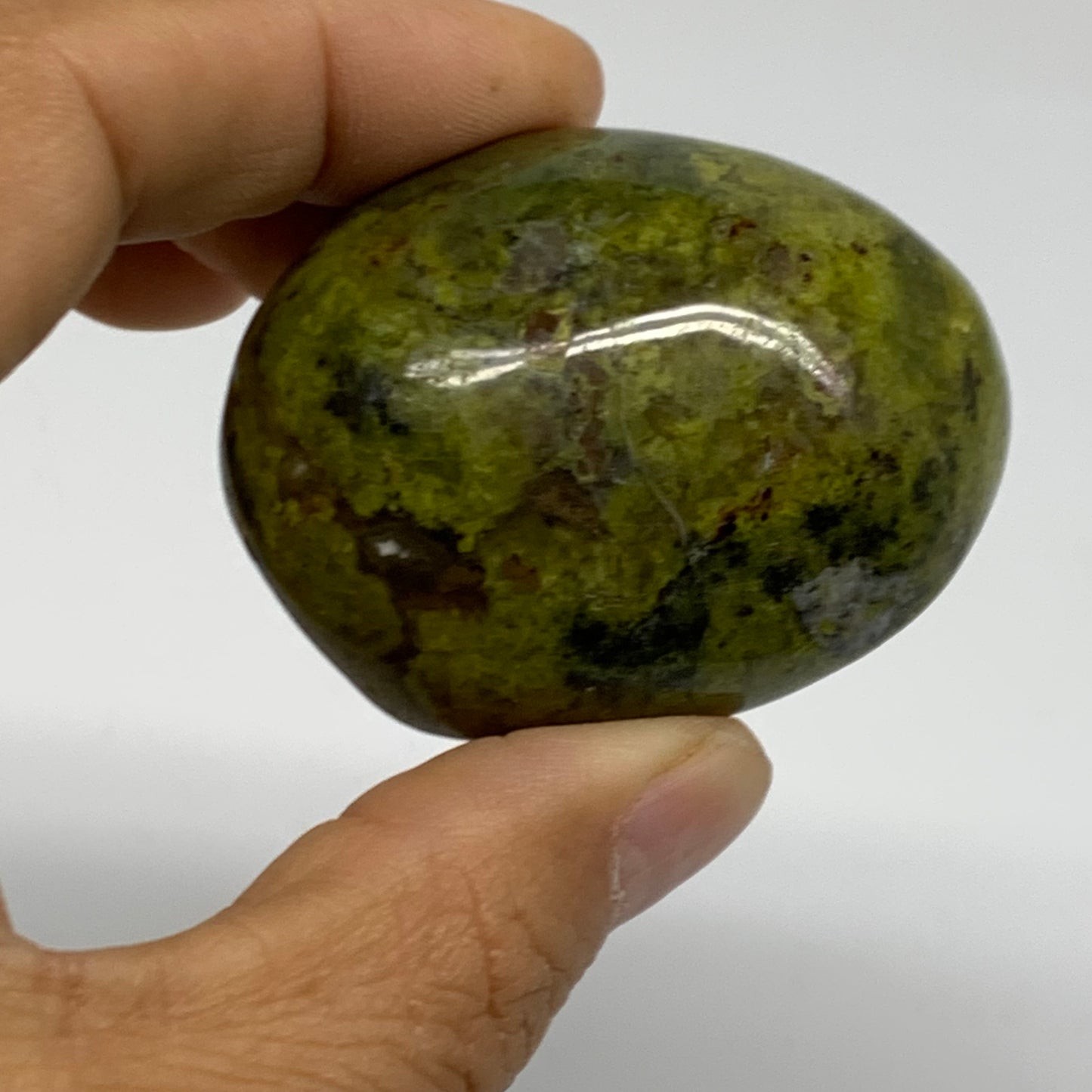 166.5g, 2.1"-2.1", 2pcs, Green Opal Crystal PalmStone Polished Reiki, B38314