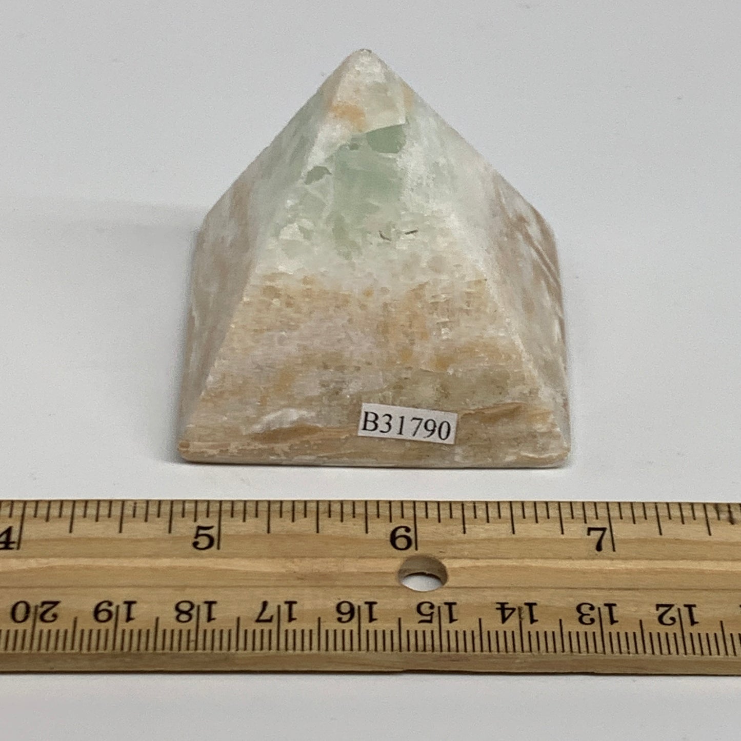 147.2g, 2"x2.1"x1.9", Caribbean Calcite Pyramid Gemstone, Crystal, B31790