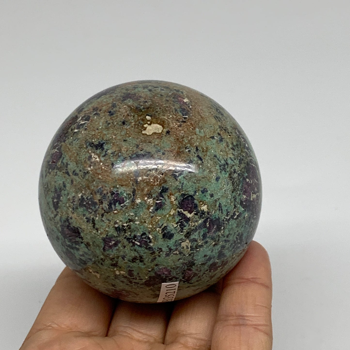 0.97 lbs, 2.5"(64mm), Zoisite with Ruby Sphere Sphere Ball Crystal, B25210