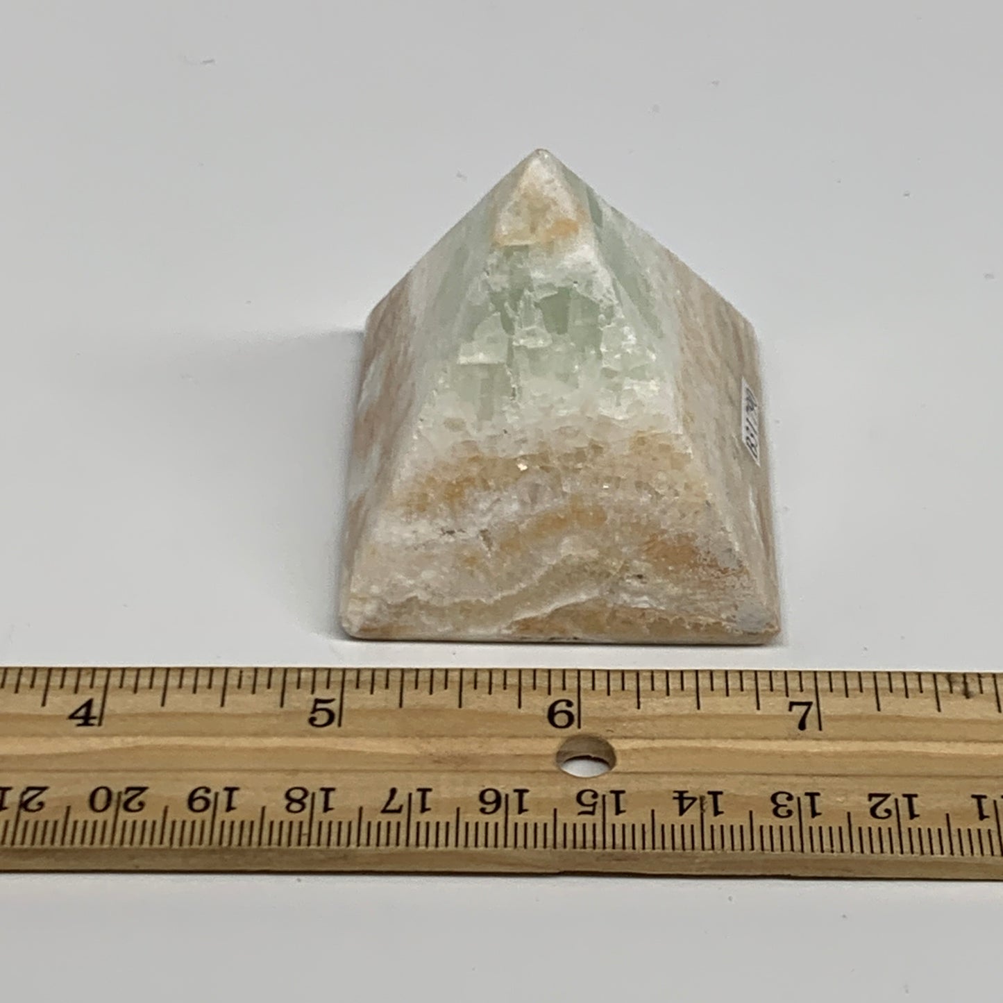 147.2g, 2"x2.1"x1.9", Caribbean Calcite Pyramid Gemstone, Crystal, B31790