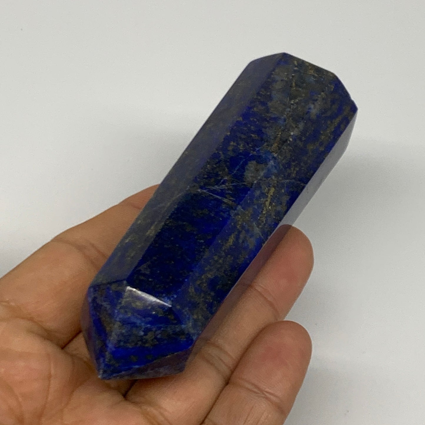 179.7g,3.8"x1.3"x1.2"Natural Lapis Lazuli Tower Point Obelisk Afghanistan,B27238