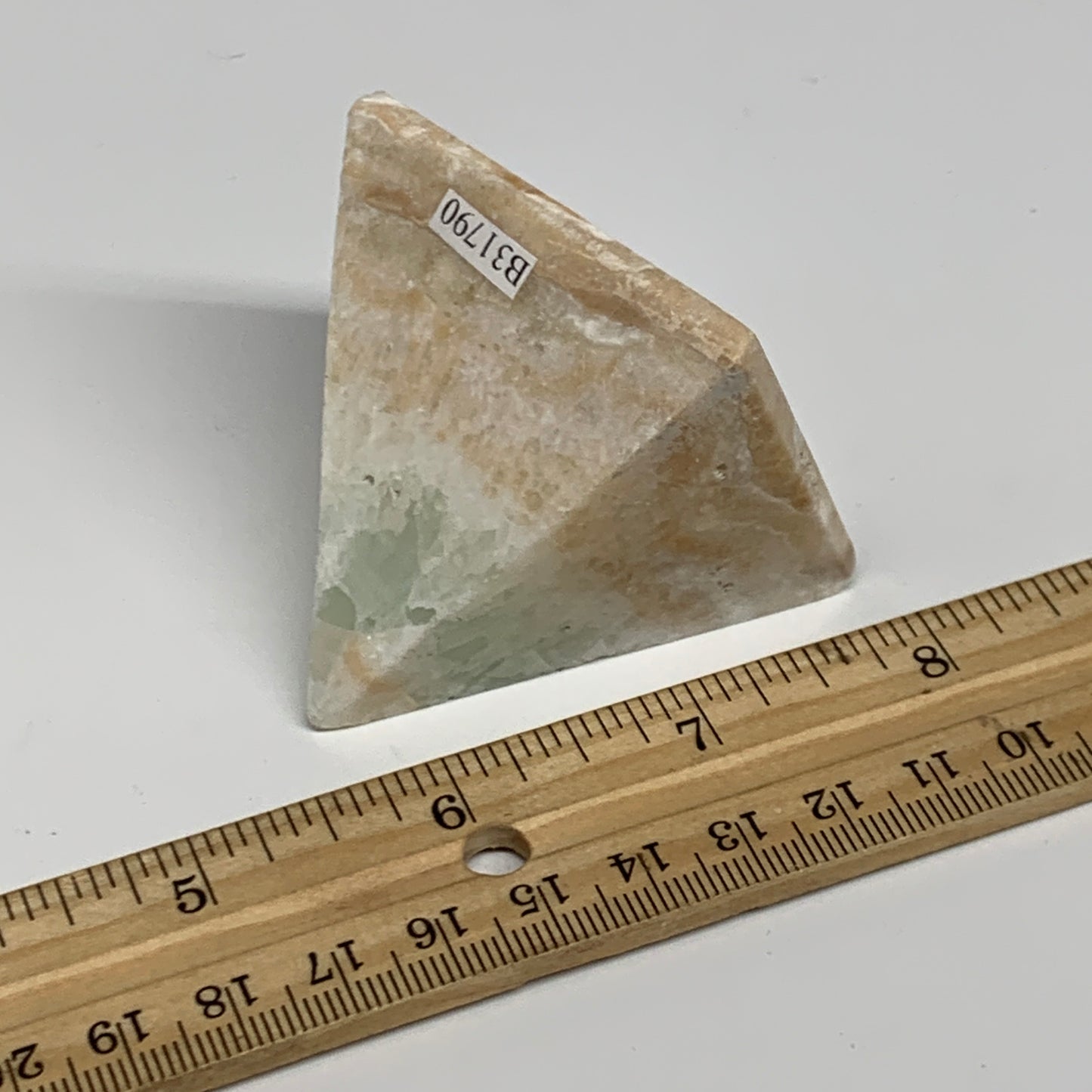 147.2g, 2"x2.1"x1.9", Caribbean Calcite Pyramid Gemstone, Crystal, B31790