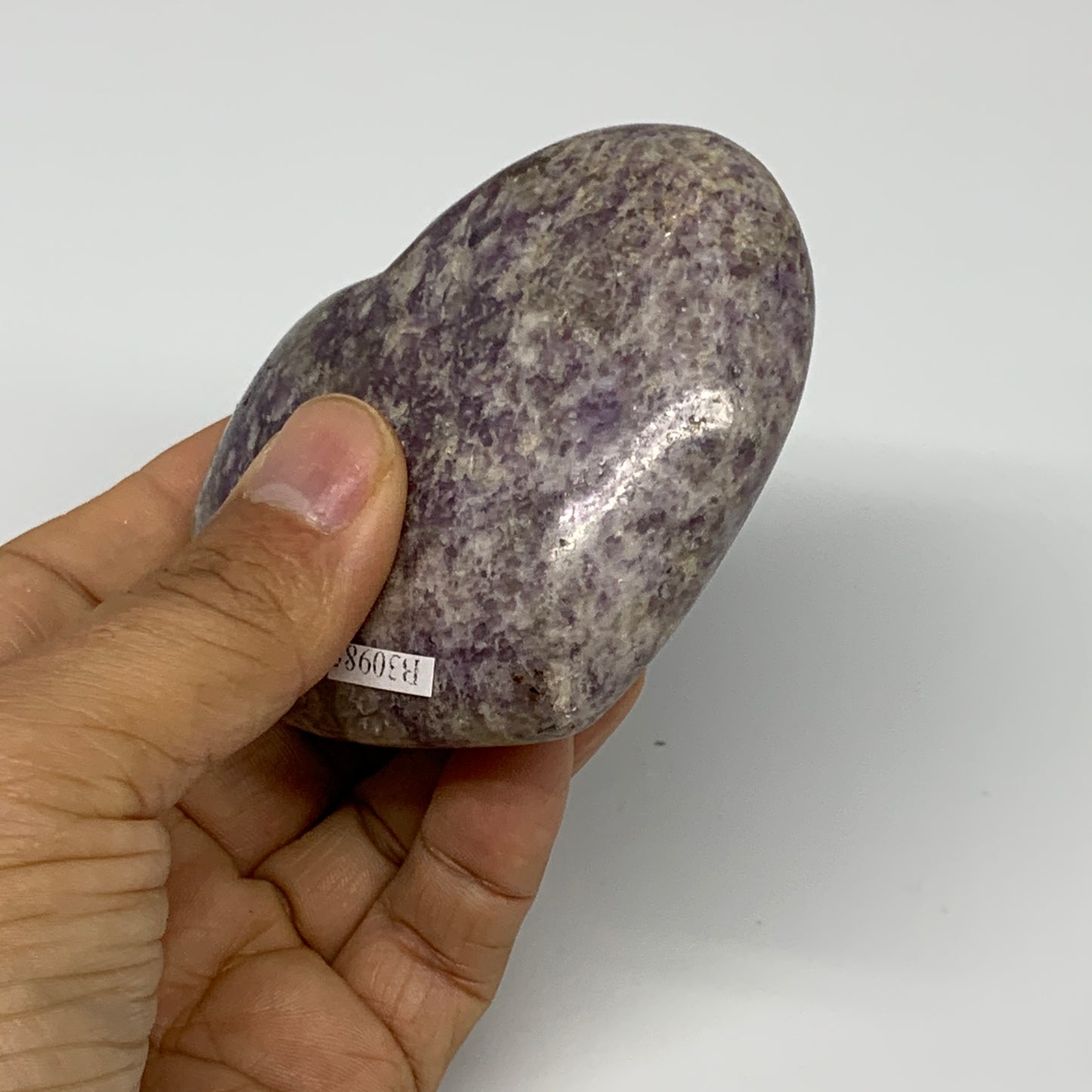 0.58 lbs, 2.8"x3.2"x1.3", Natural Lepidolite Heart Crystal Gemstone, B30985