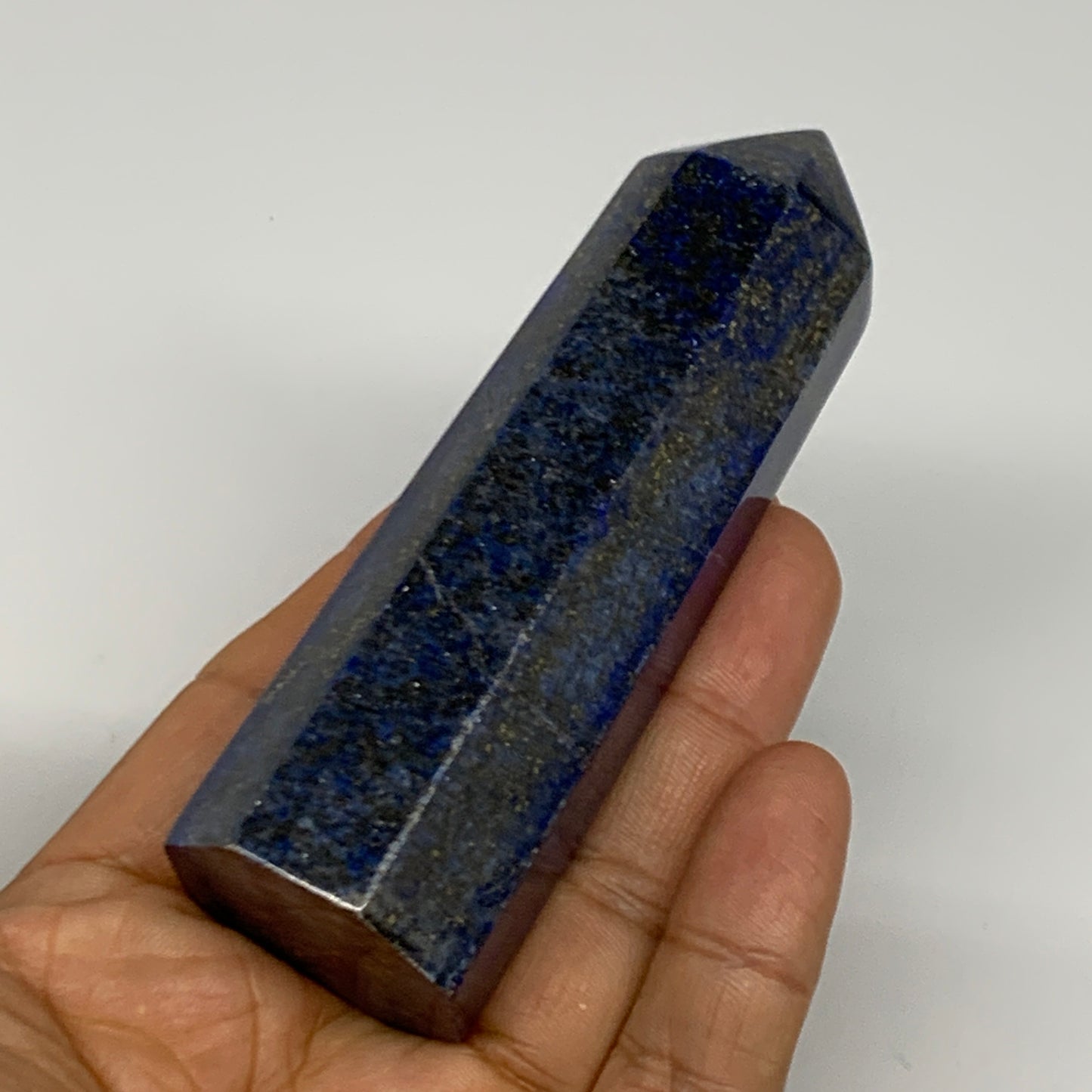179.7g,3.8"x1.3"x1.2"Natural Lapis Lazuli Tower Point Obelisk Afghanistan,B27238
