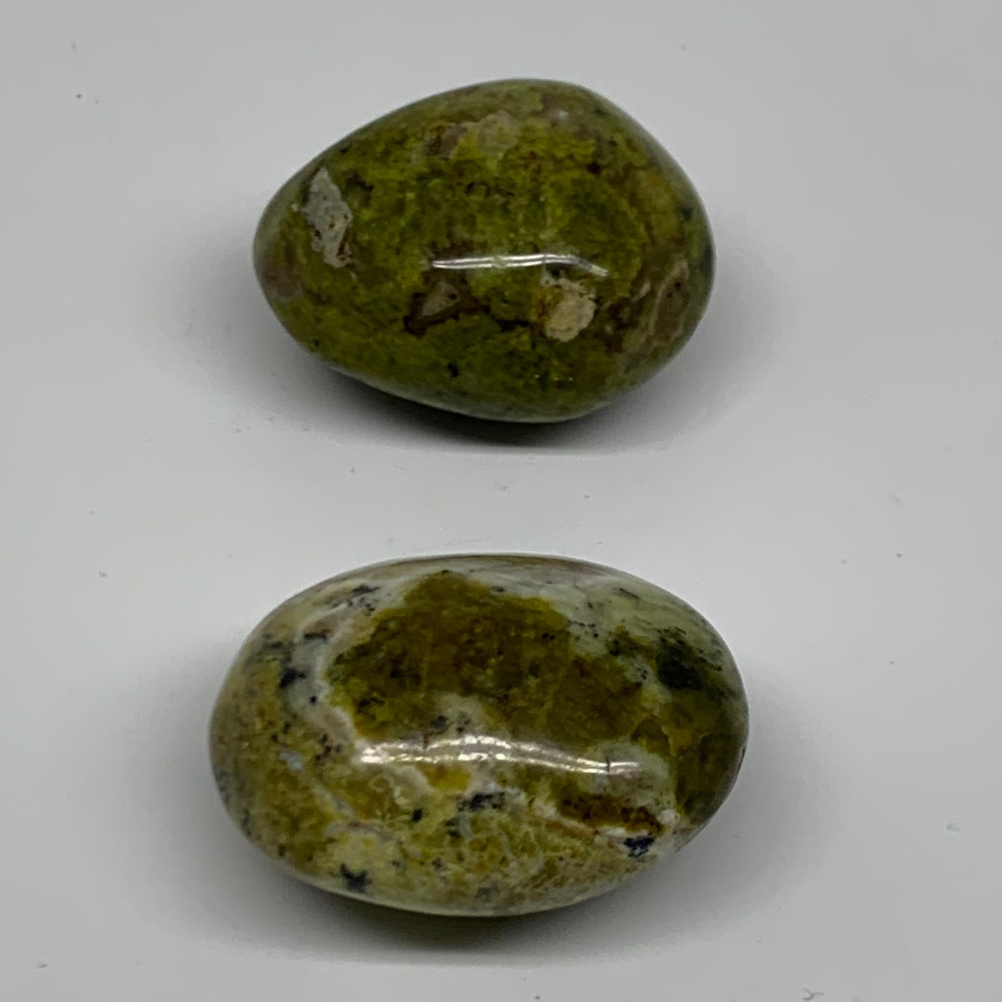 166.5g, 2.1"-2.1", 2pcs, Green Opal Crystal PalmStone Polished Reiki, B38314