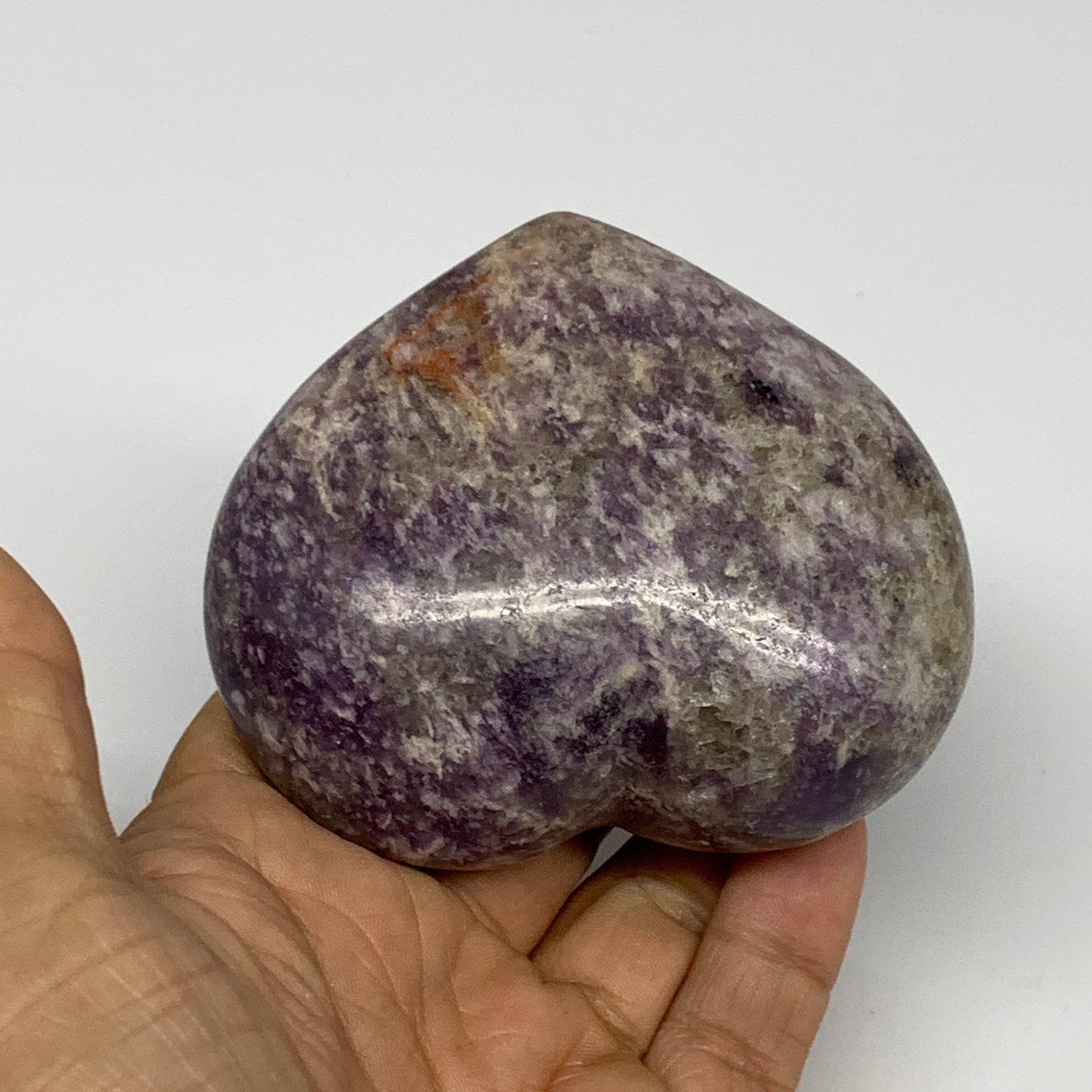 0.58 lbs, 2.8"x3.2"x1.3", Natural Lepidolite Heart Crystal Gemstone, B30985