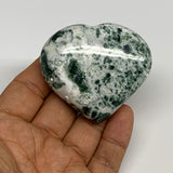 79.6g, 2.1"x2.3"x0.8", Natural Moss Agate Heart Crystal Gemstone @India, B29534