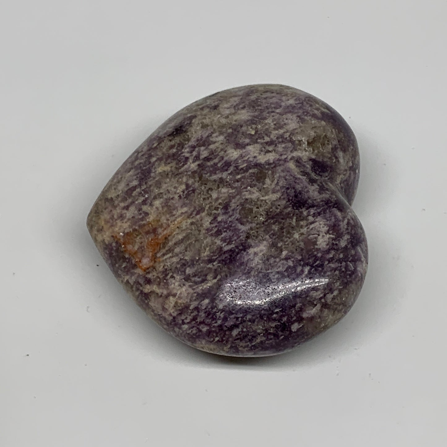 0.58 lbs, 2.8"x3.2"x1.3", Natural Lepidolite Heart Crystal Gemstone, B30985