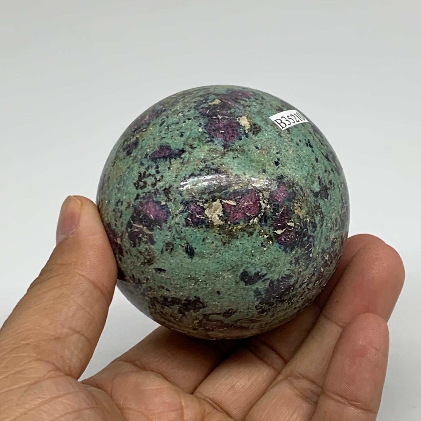 0.97 lbs, 2.5"(64mm), Zoisite with Ruby Sphere Sphere Ball Crystal, B25210