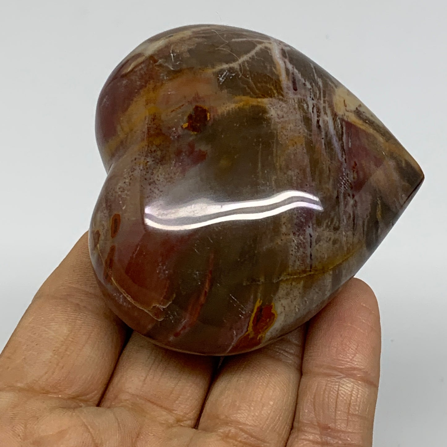 0.40 lbs, 2.5"x2.7"x1.4", Natural Petrified Wood Heart Polished Crystal, B37455