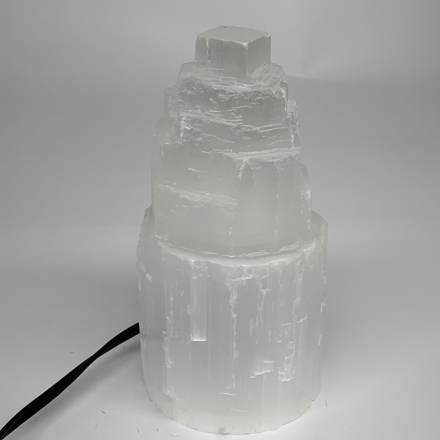 2.2 lbs,6.1"x3.2", Raw Rough Selenite (Satin Spar) Lamp Tower, 6ft Chord, B35872