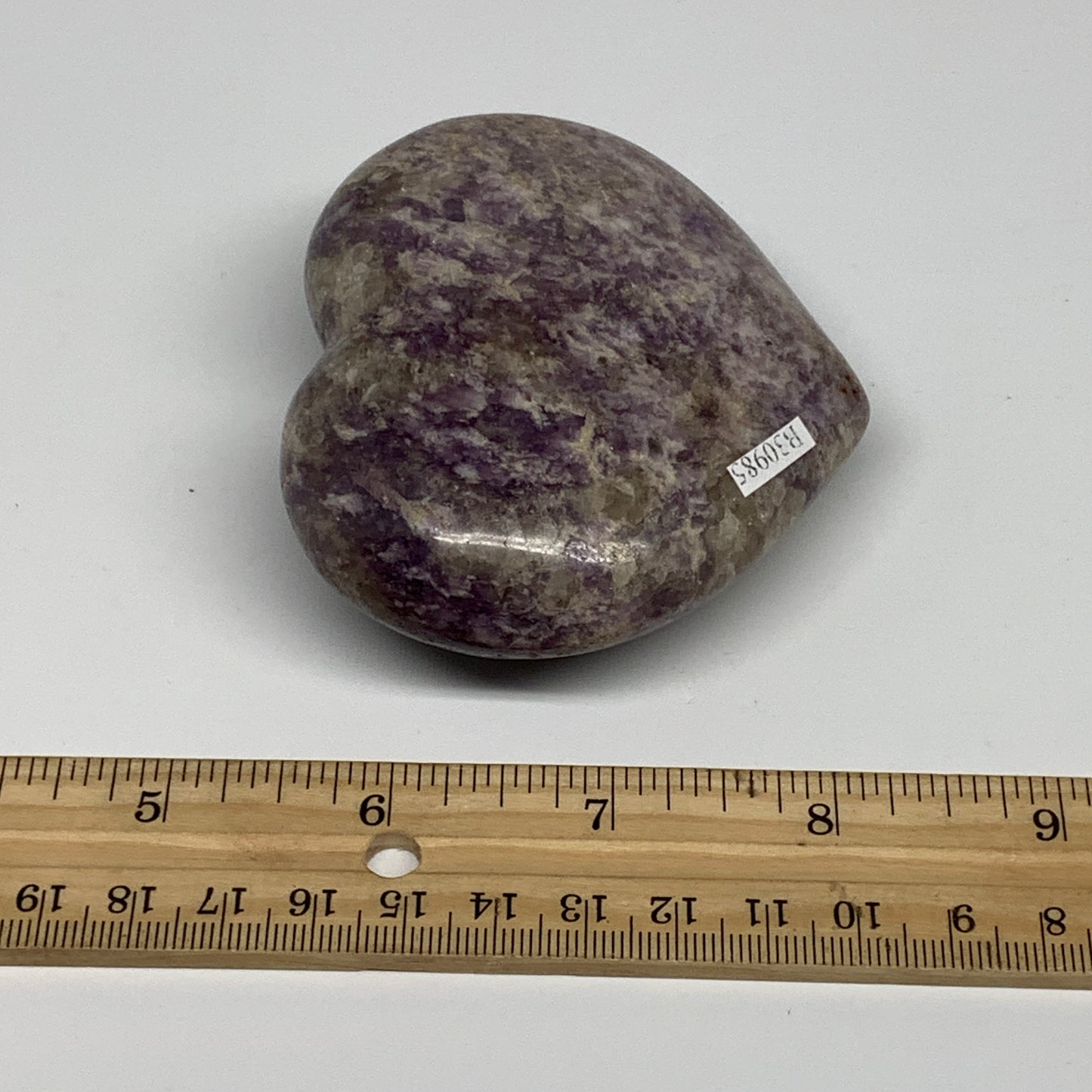 0.58 lbs, 2.8"x3.2"x1.3", Natural Lepidolite Heart Crystal Gemstone, B30985