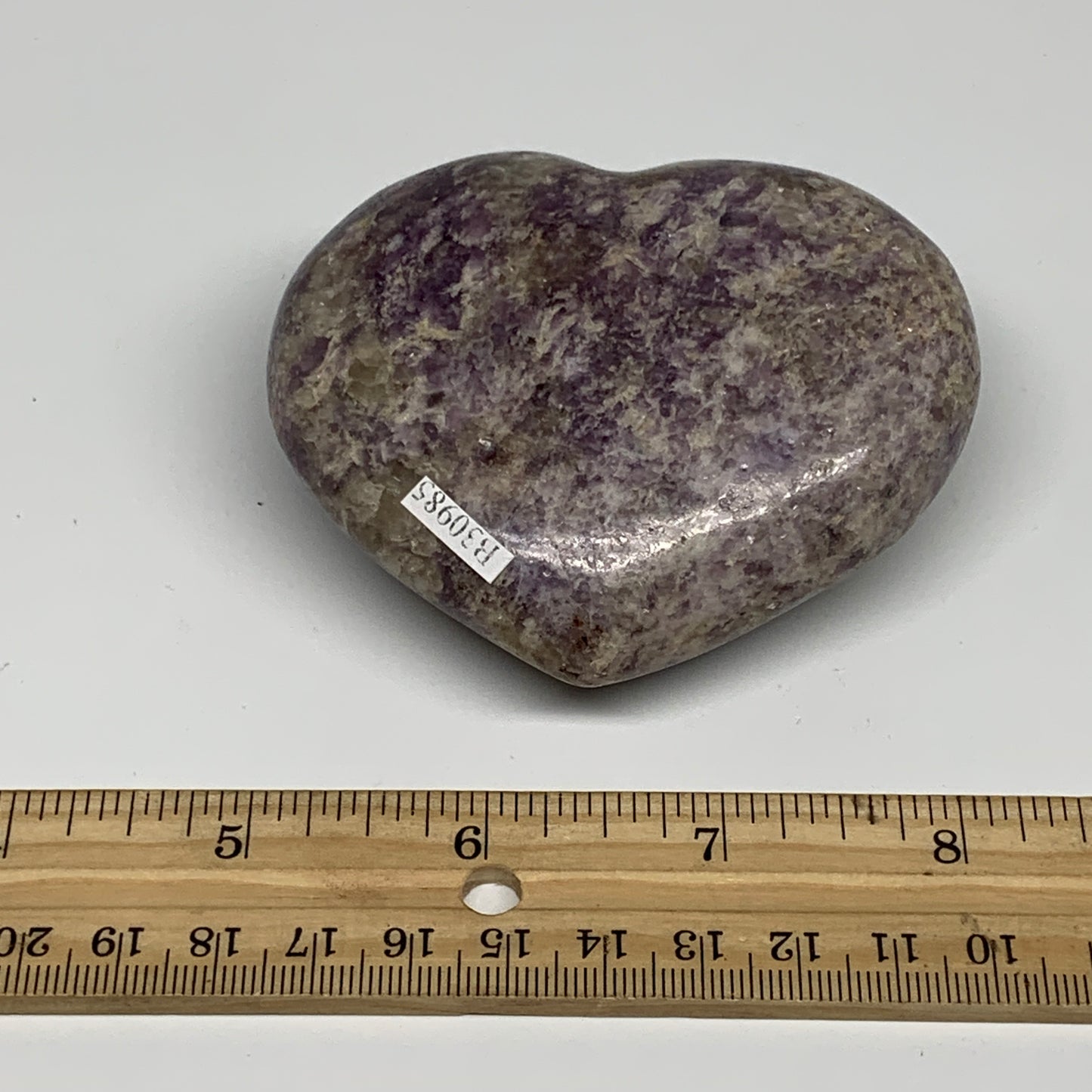 0.58 lbs, 2.8"x3.2"x1.3", Natural Lepidolite Heart Crystal Gemstone, B30985