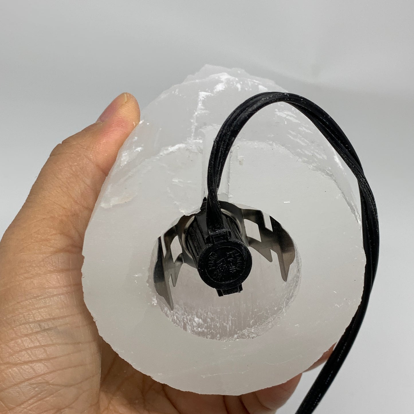 2.2 lbs,6.1"x3.2", Raw Rough Selenite (Satin Spar) Lamp Tower, 6ft Chord, B35872