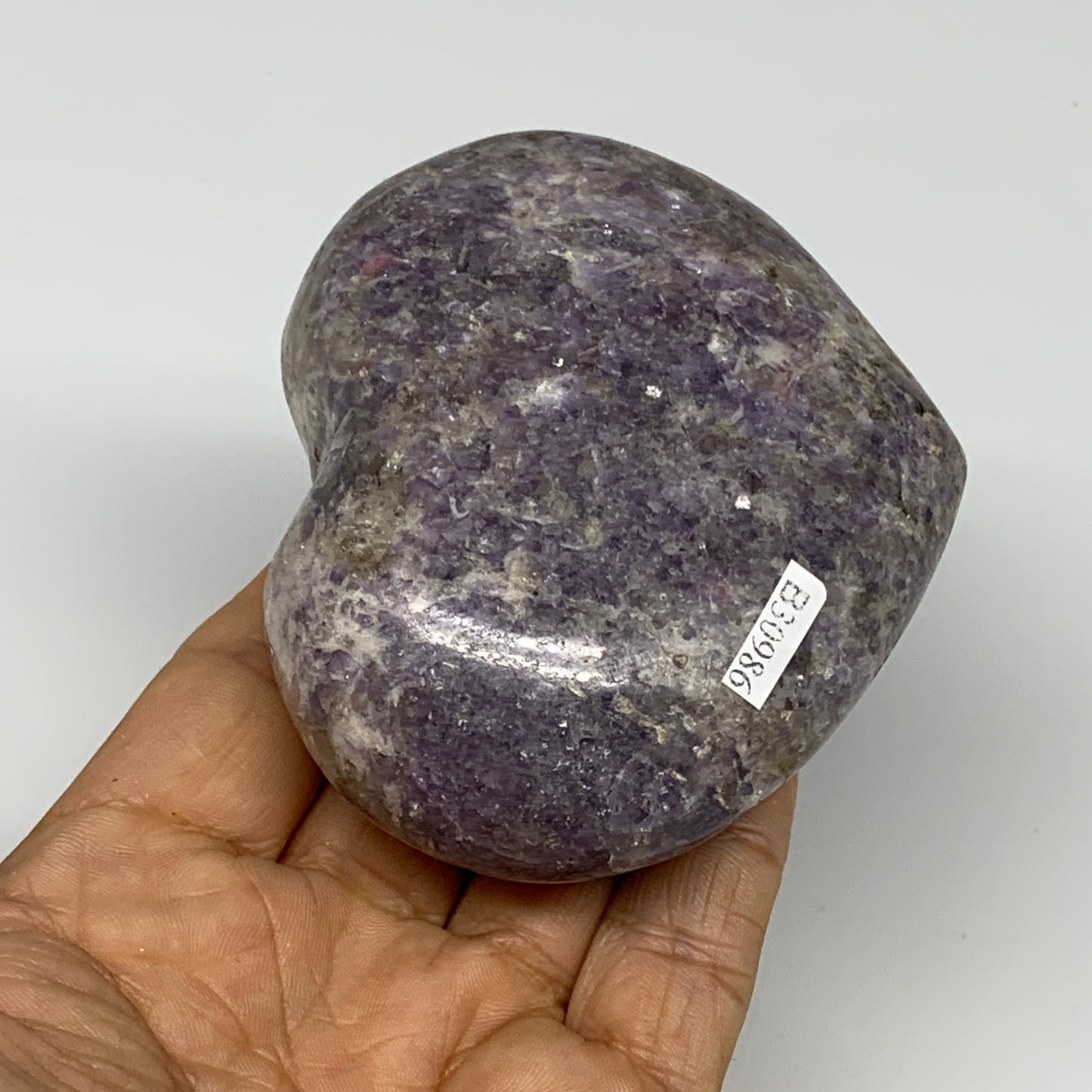 0.7 lbs, 2.8"x3.4"x1.5", Natural Lepidolite Heart Crystal Gemstone, B30986