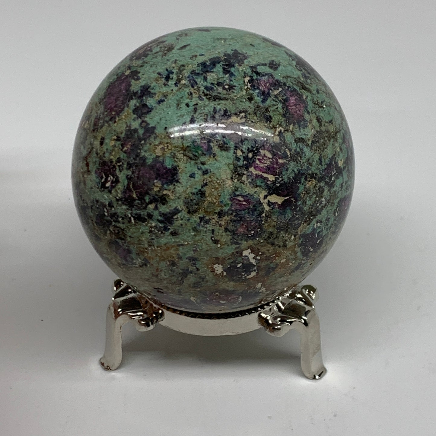 0.97 lbs, 2.5"(64mm), Zoisite with Ruby Sphere Sphere Ball Crystal, B25210
