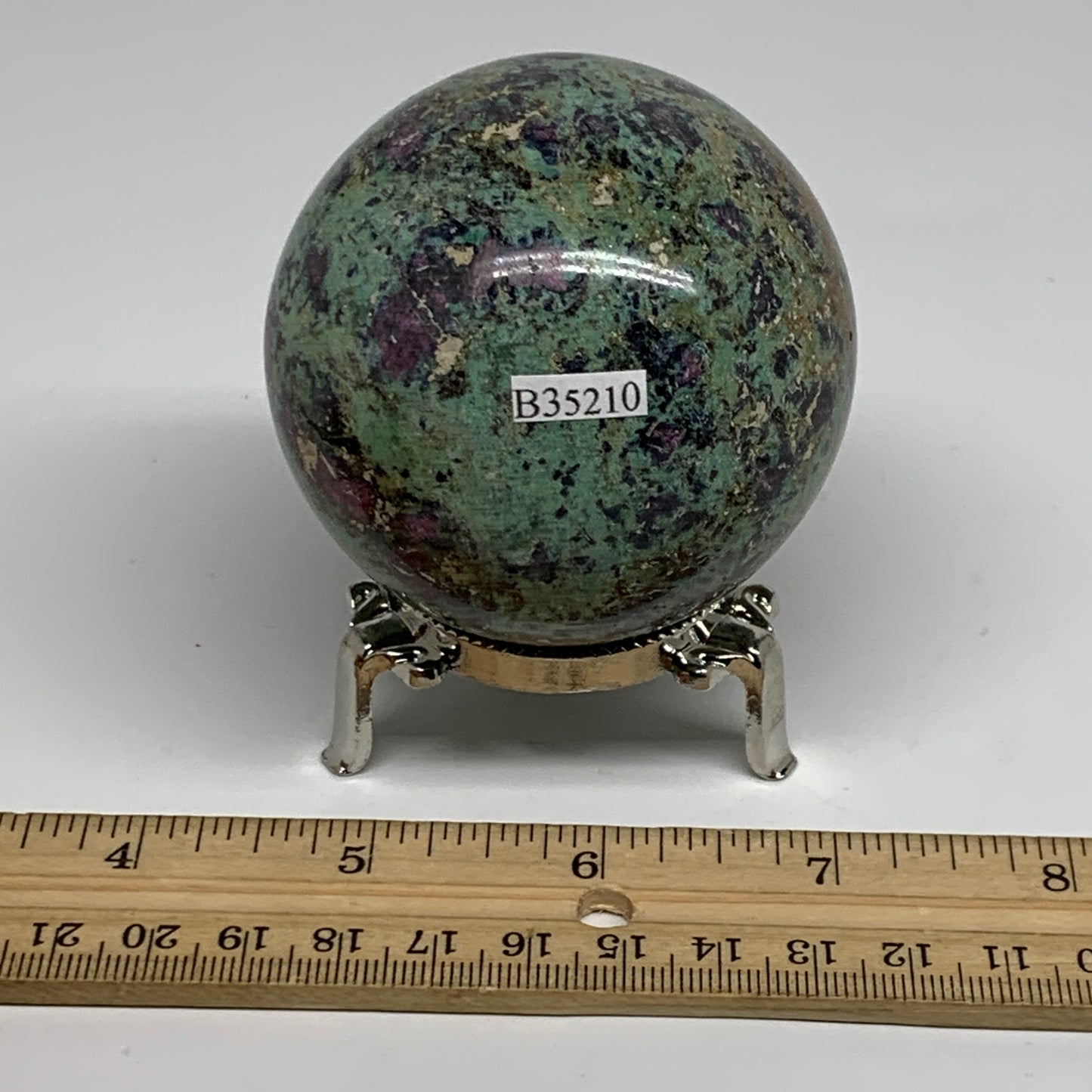 0.97 lbs, 2.5"(64mm), Zoisite with Ruby Sphere Sphere Ball Crystal, B25210