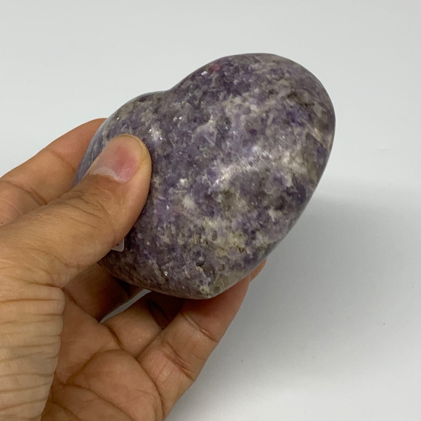 0.7 lbs, 2.8"x3.4"x1.5", Natural Lepidolite Heart Crystal Gemstone, B30986