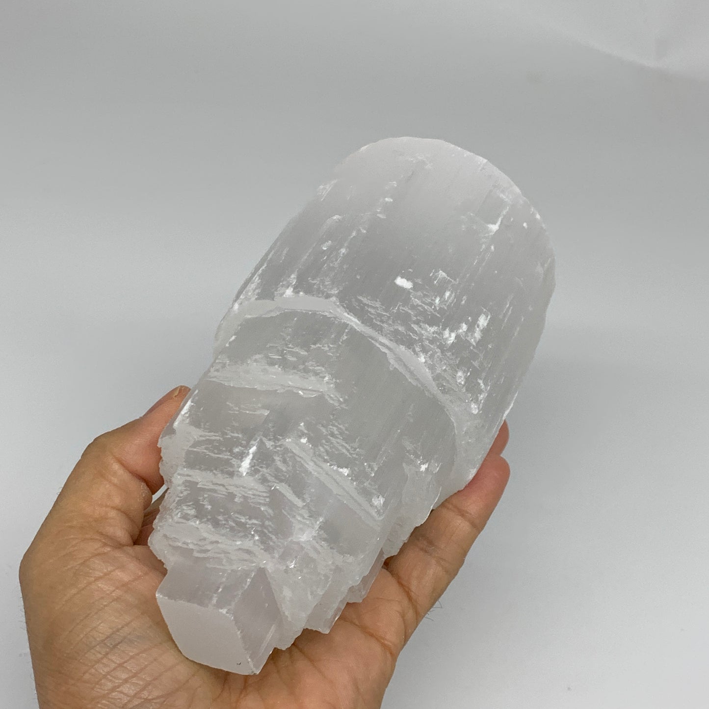2.2 lbs,6.1"x3.2", Raw Rough Selenite (Satin Spar) Lamp Tower, 6ft Chord, B35872